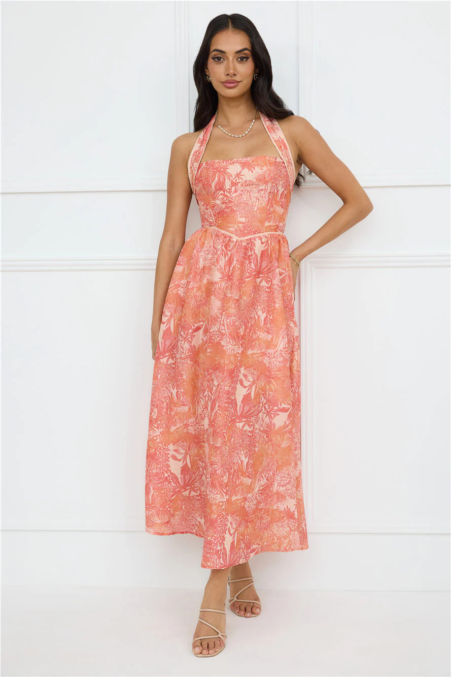 Luxe Harmony Halter Maxi Dress Orange