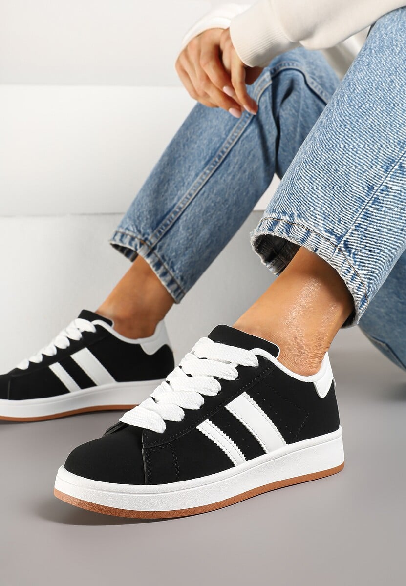 Granatowo-Różowe Sneakersy na Niskiej Platformie z Naszywkami Flordexia