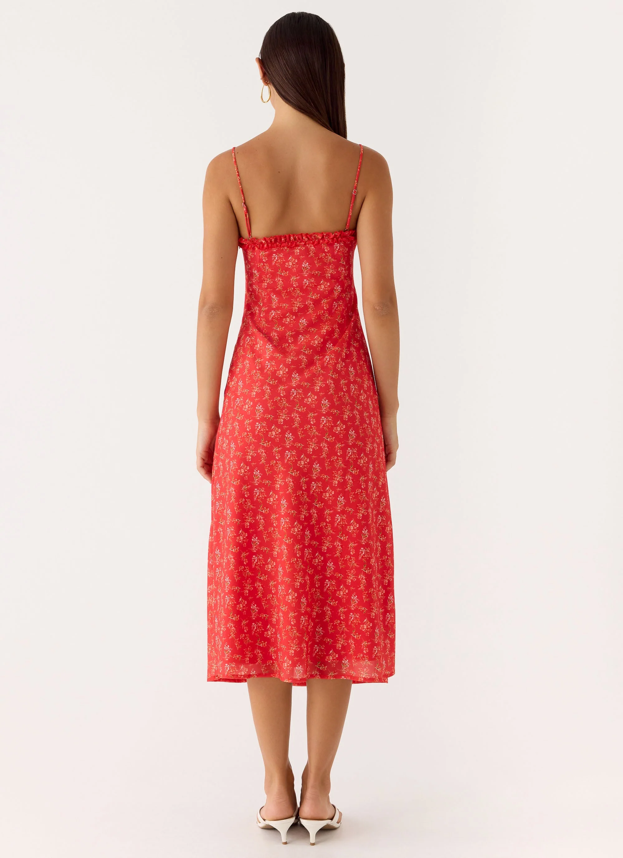 Kahlo Midi Dress - Magenta Red Rose - luluinthesky