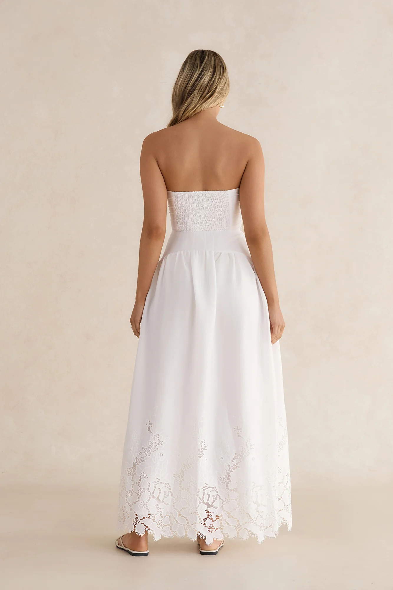 Delicate Dreams Strapless Maxi Dress White