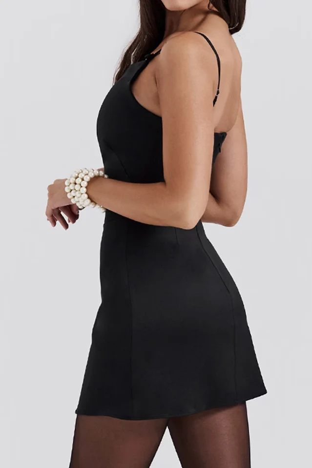 Dainty Square Neck A Line Mini Dress