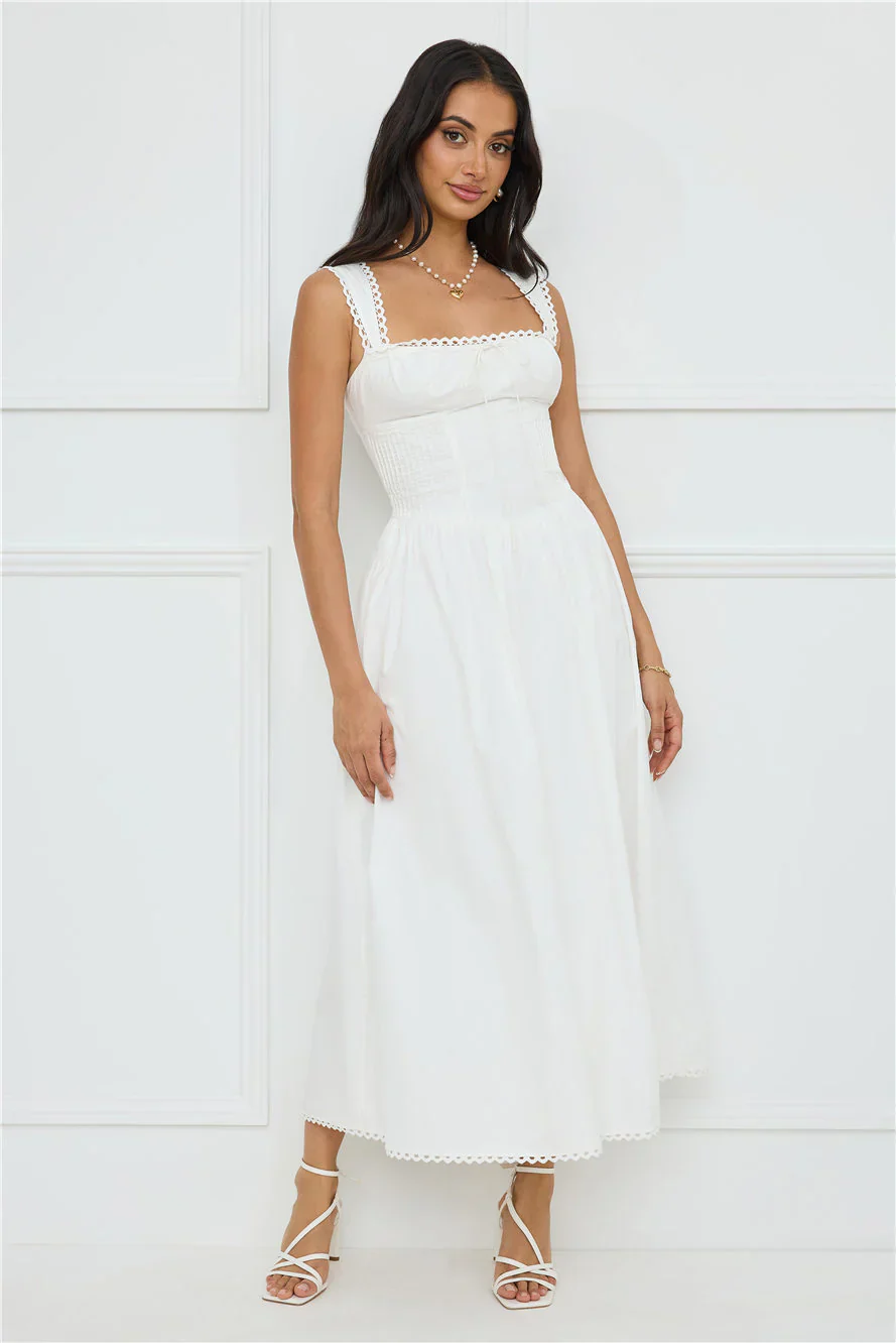 Luxe Serene Midi Dress White