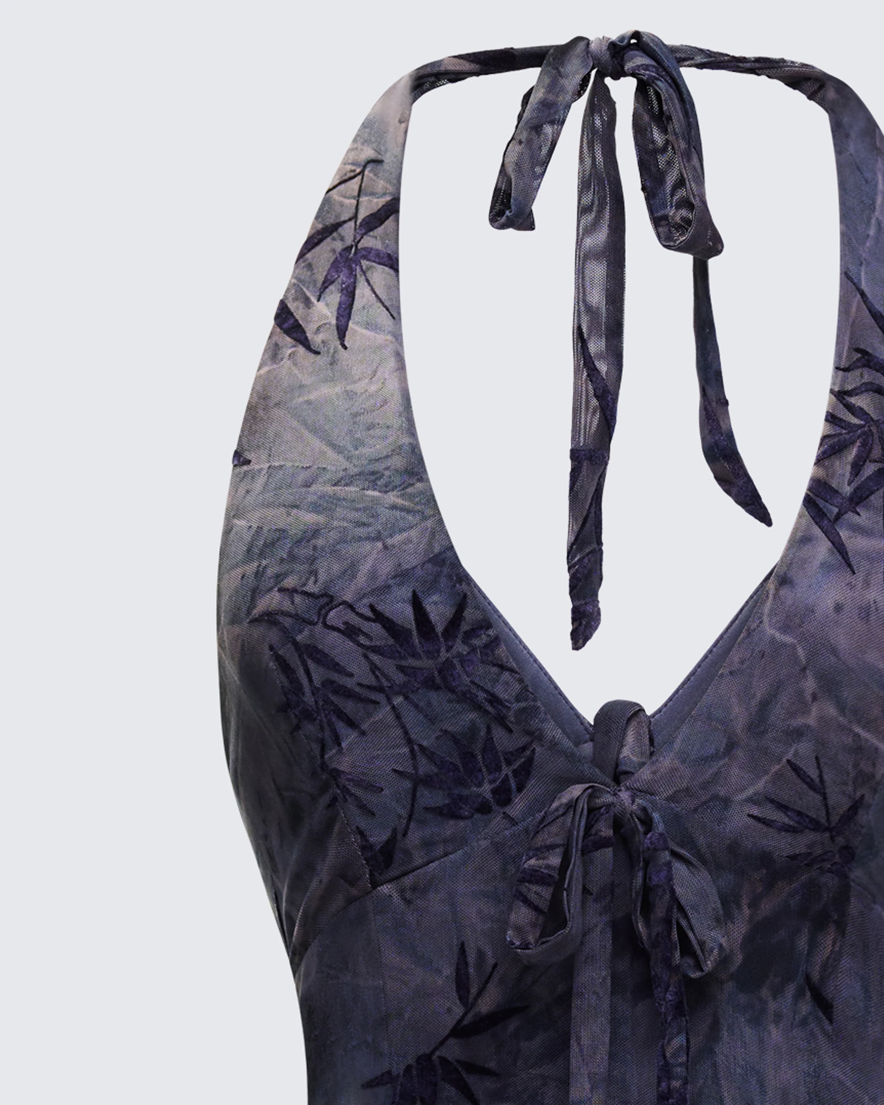 Amaline Grey Halter Tiered Mini Dress