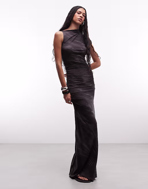 Weekday asymmetric maxi dress in black zebra print