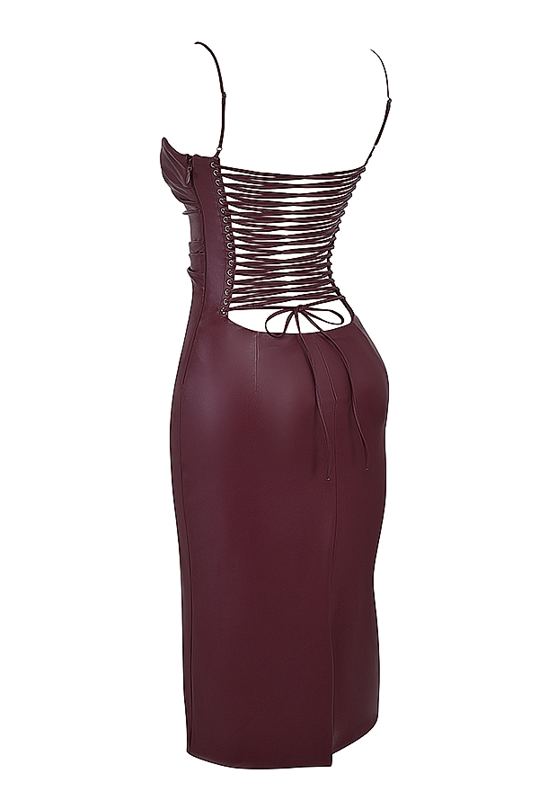 Mulberry Vegan Leather Lace Back Dress
