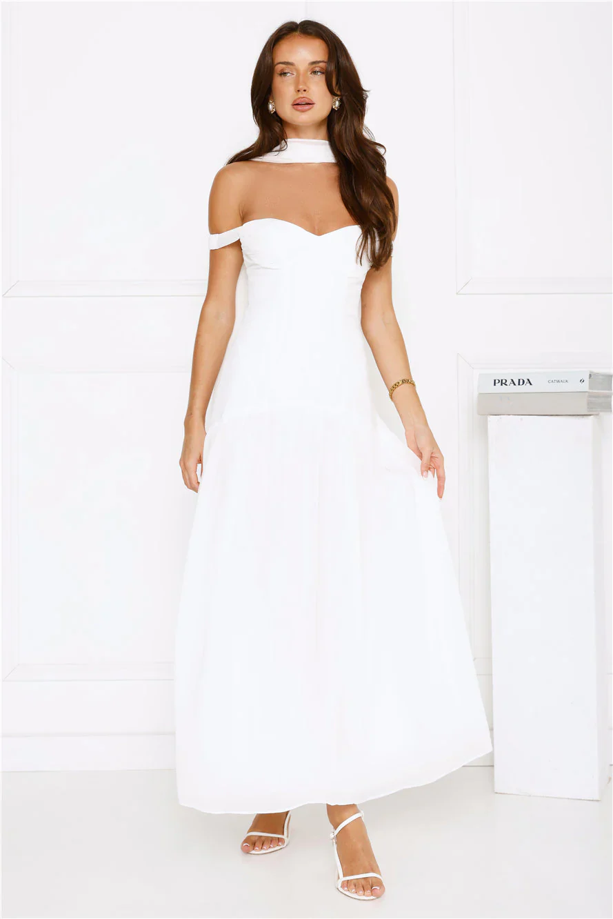 The Style Spotlight Off Shoulder Maxi Dress White