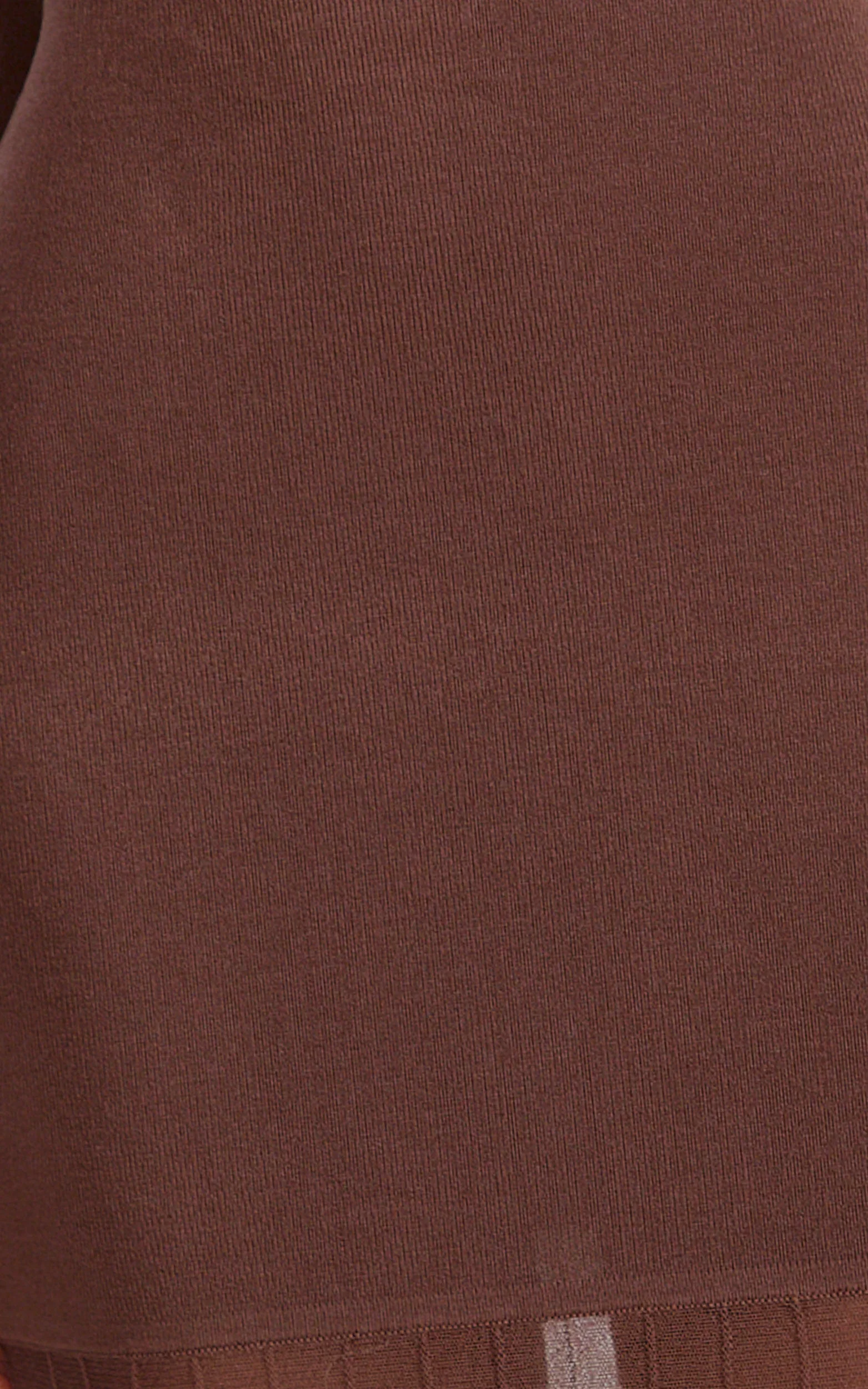 Delphine Maxi Dress - Long Sleeve Knit Sheer Pleated Skirt Maxi Dress in Chocolate