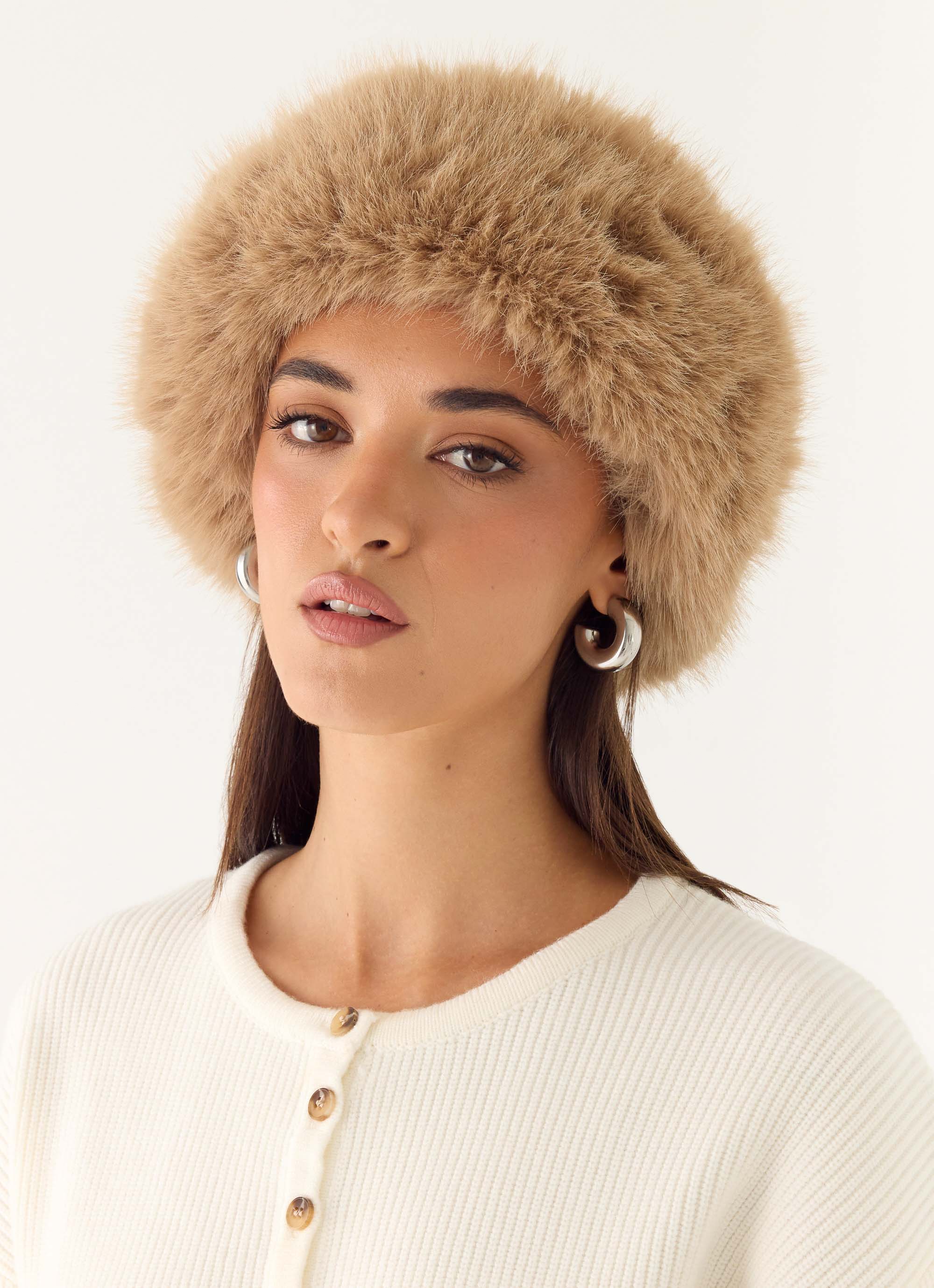 North Pole Faux Fur Headband - Cream