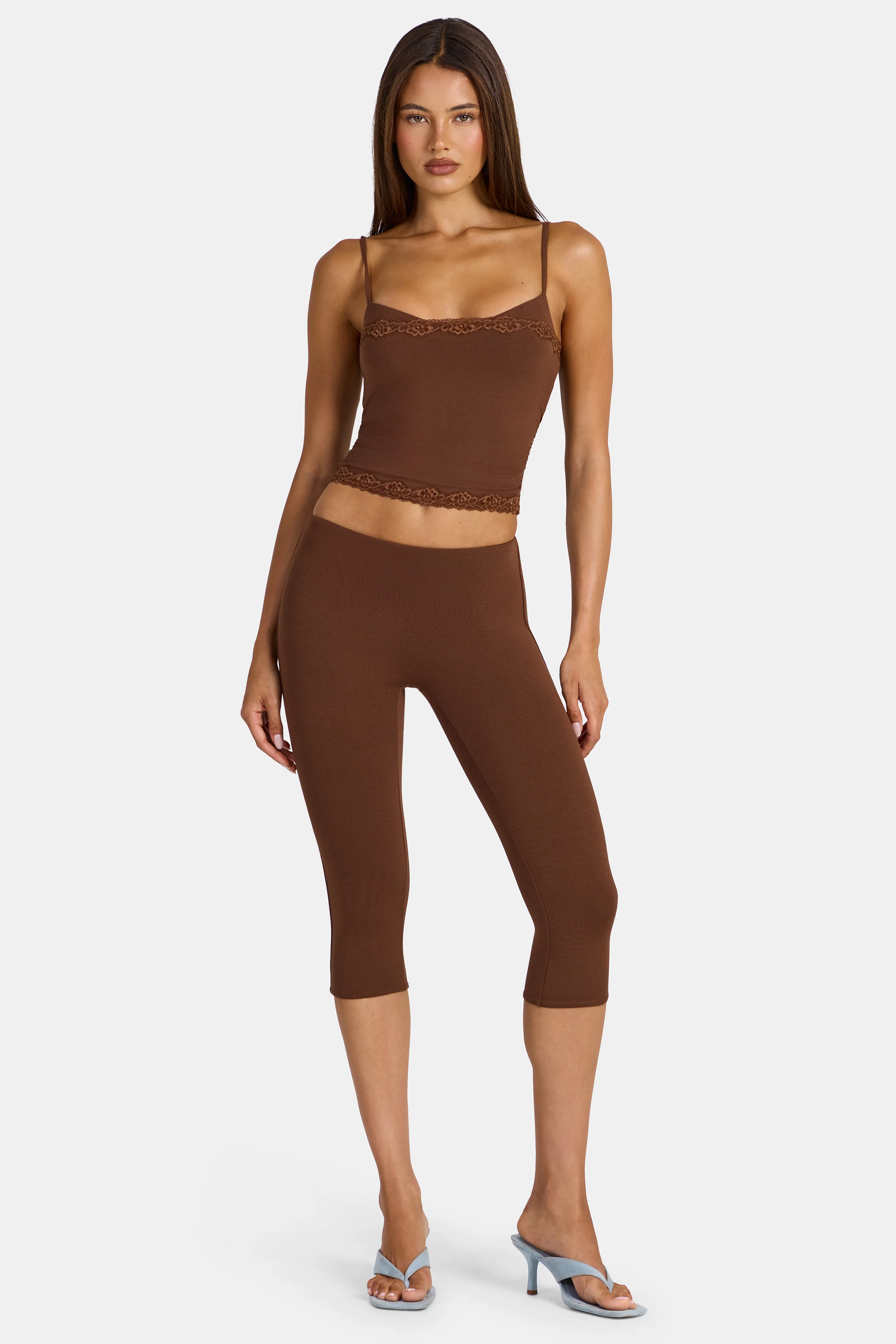 Modal Capri Leggings in Cocoa Brown