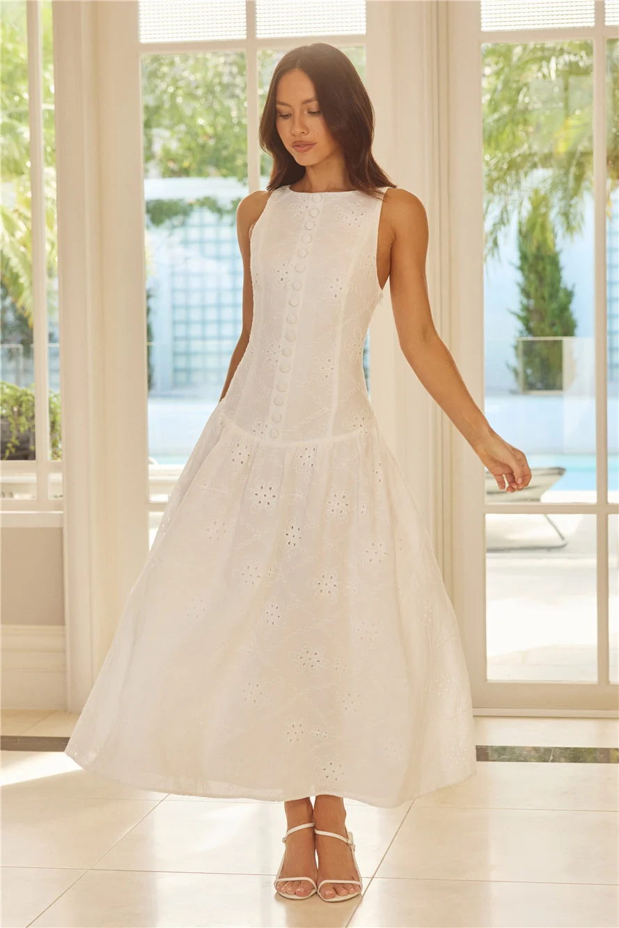 Jasmine Jewel Embroidered Maxi Dress White