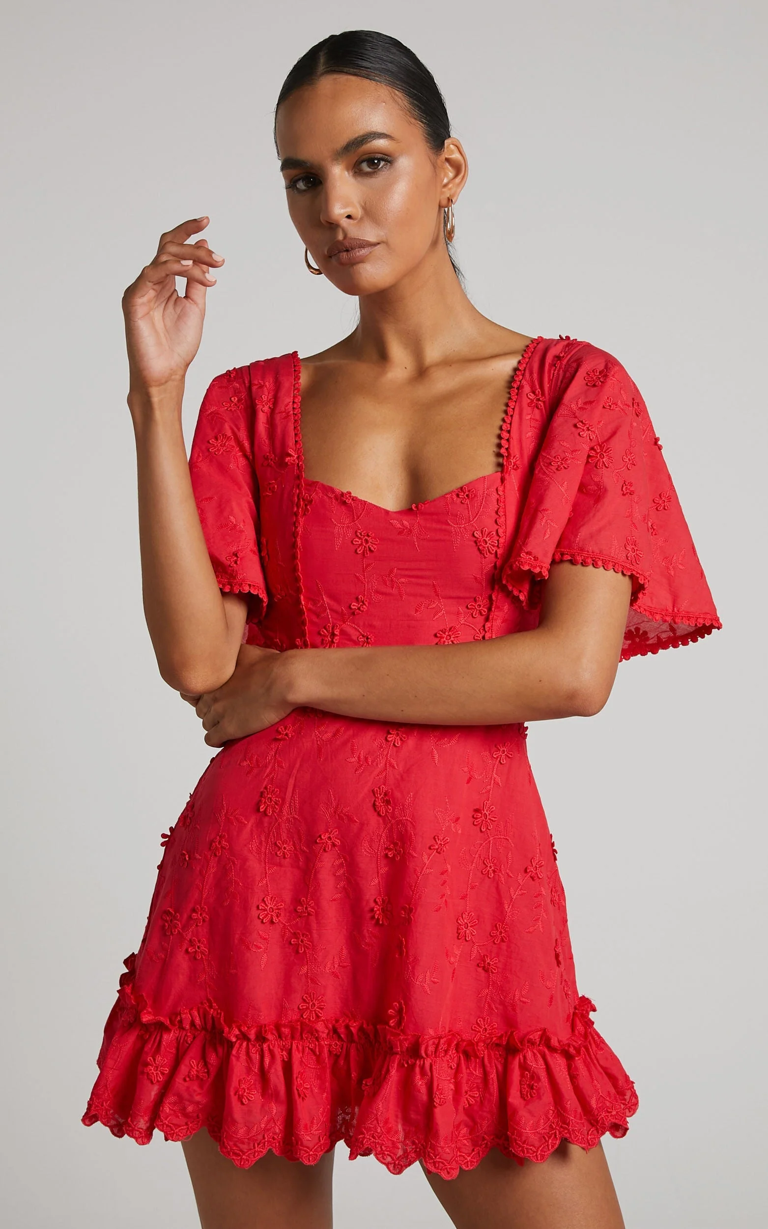Fancy A Spritz Mini Dress - Square Neck Dress in Red - luluinthesky