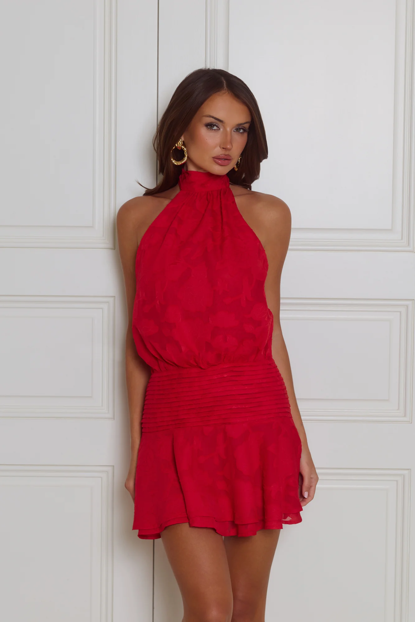 Flaunt It Gorgeous Halter Mini Dress Red