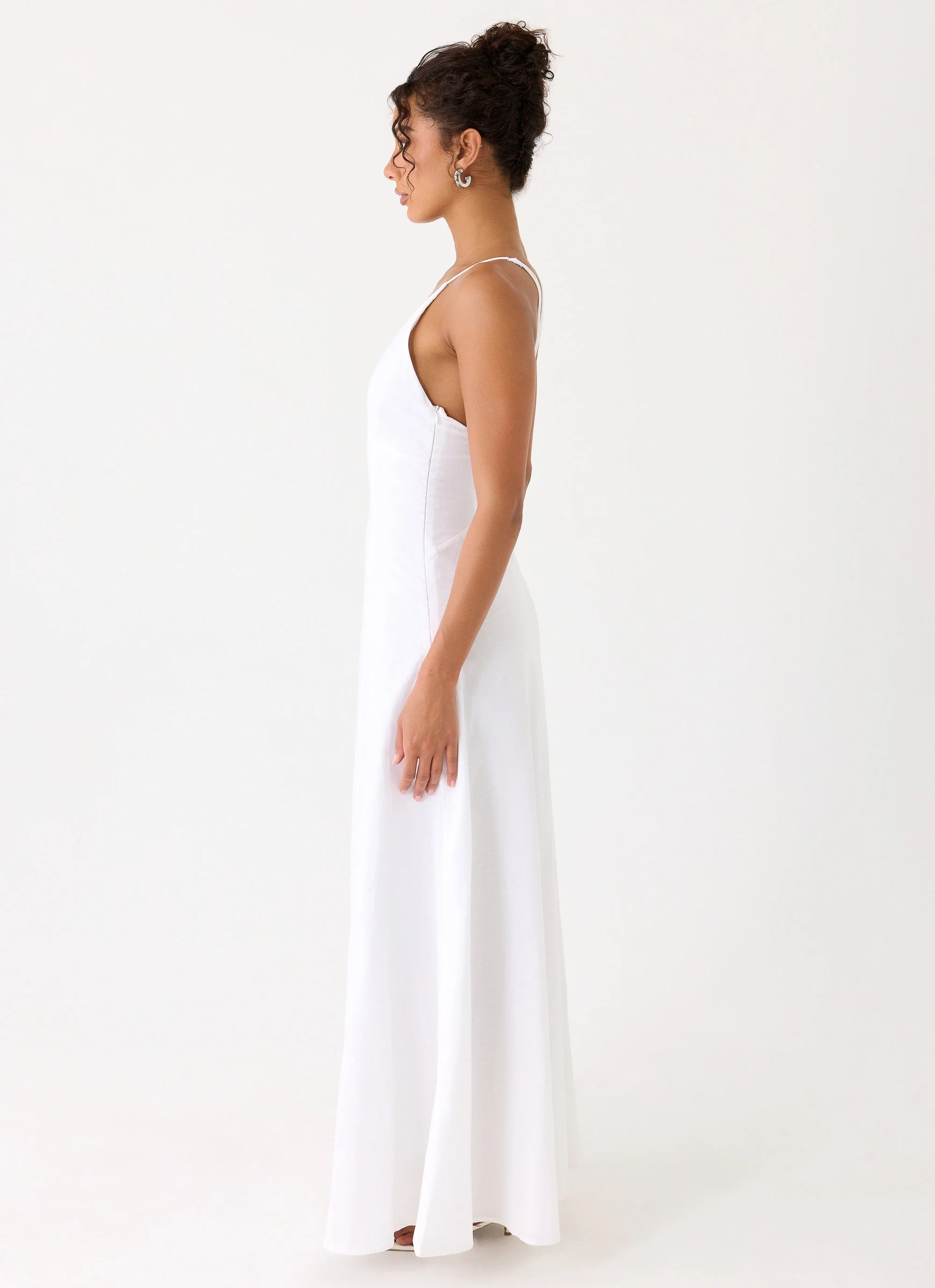 Calianna Linen Maxi Dress - White