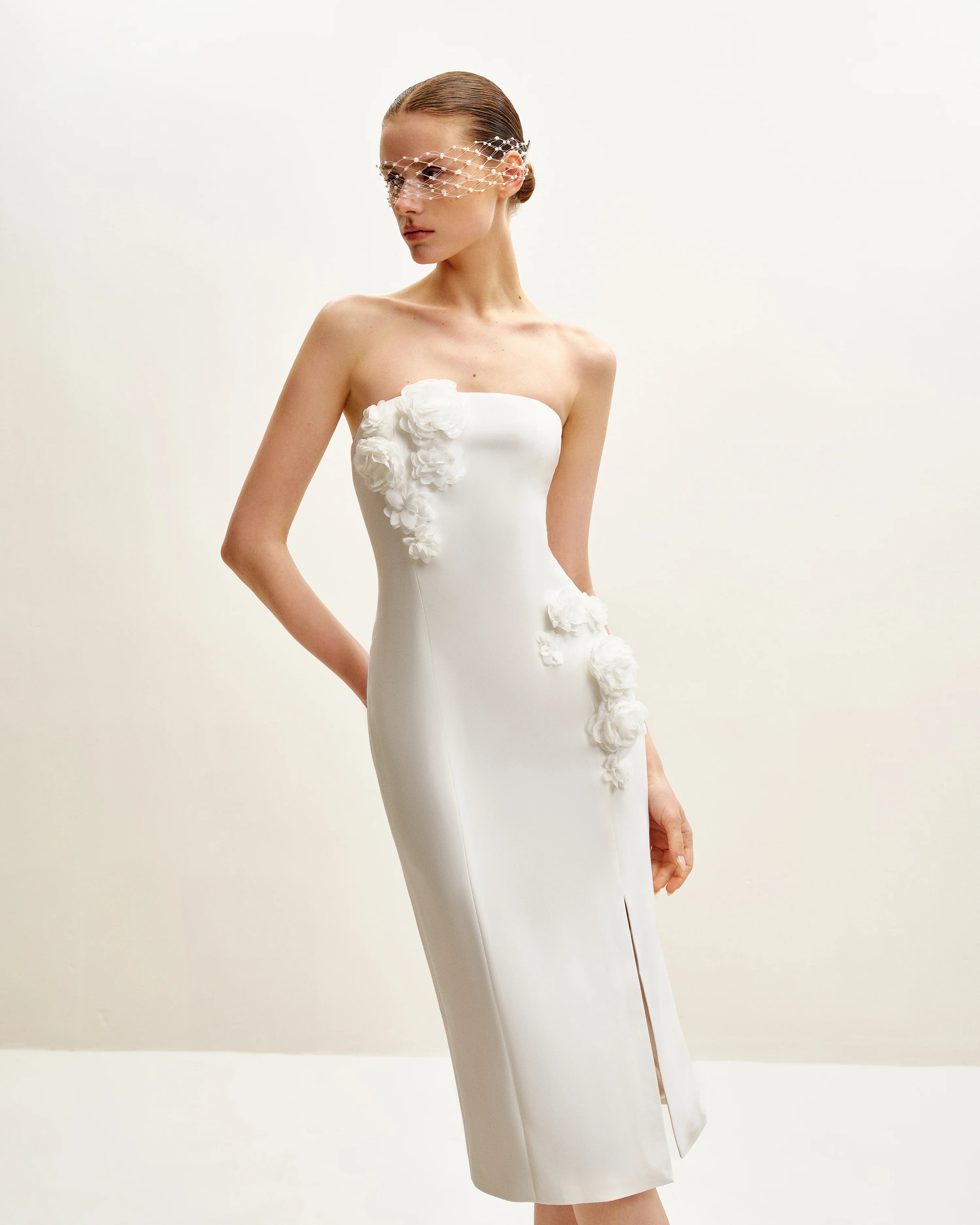 Petal Perfection Cocktail Dress - White - FASHION NOB