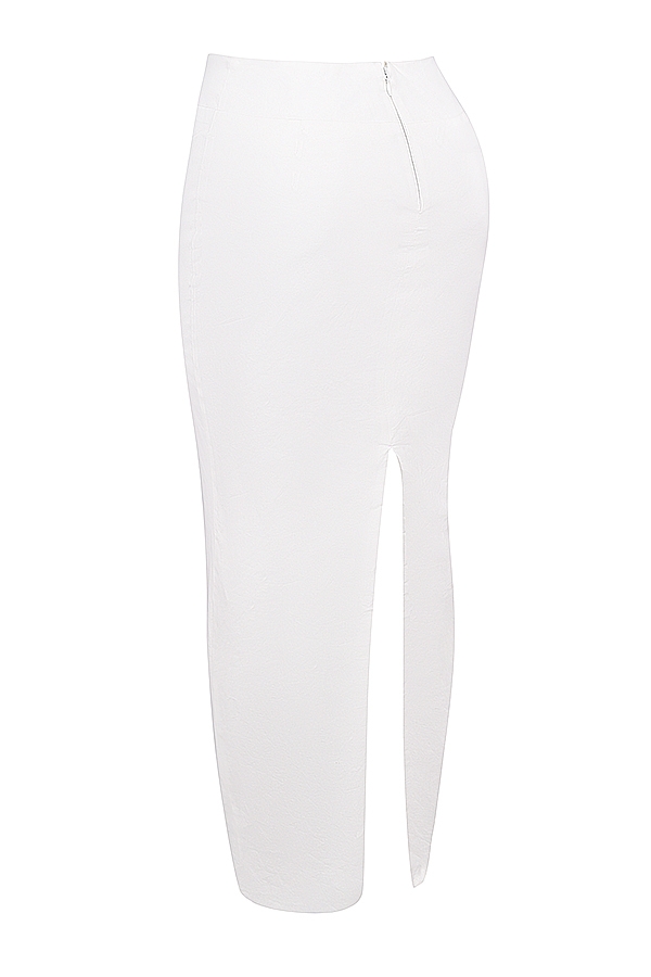 White Cotton Twill Maxi Skirt