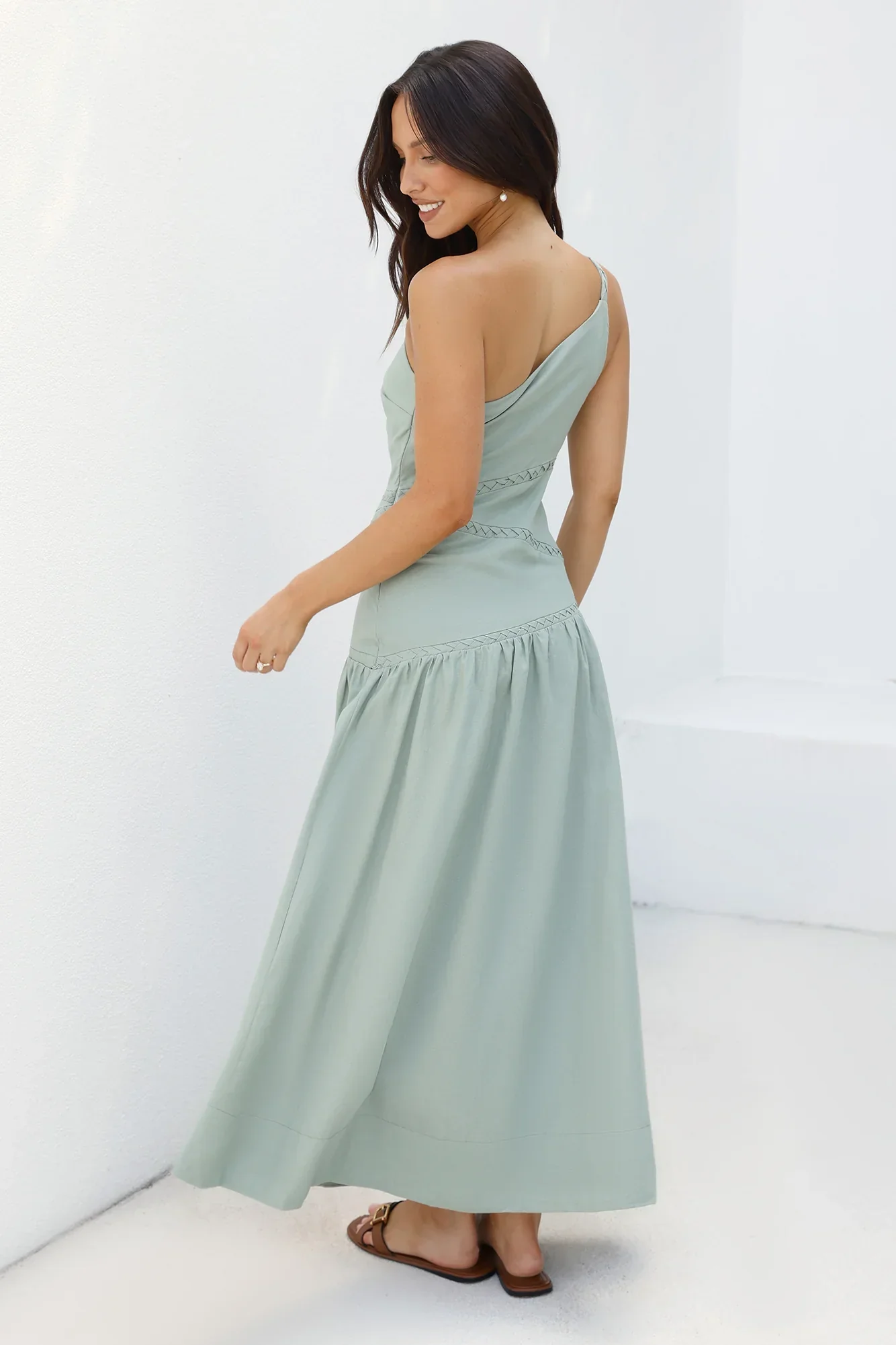 Claire One Shoulder Maxi Dress Khaki
