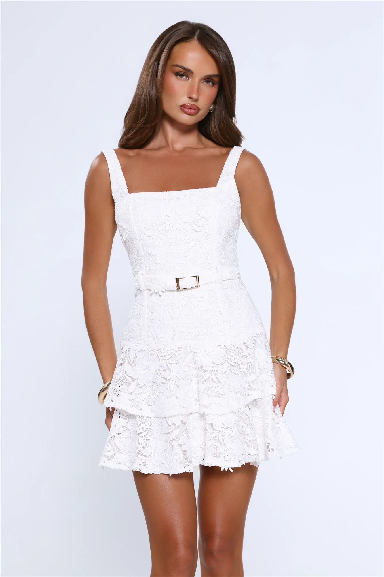 Smitten Season Embroidered Mini Dress White - luluinthesky