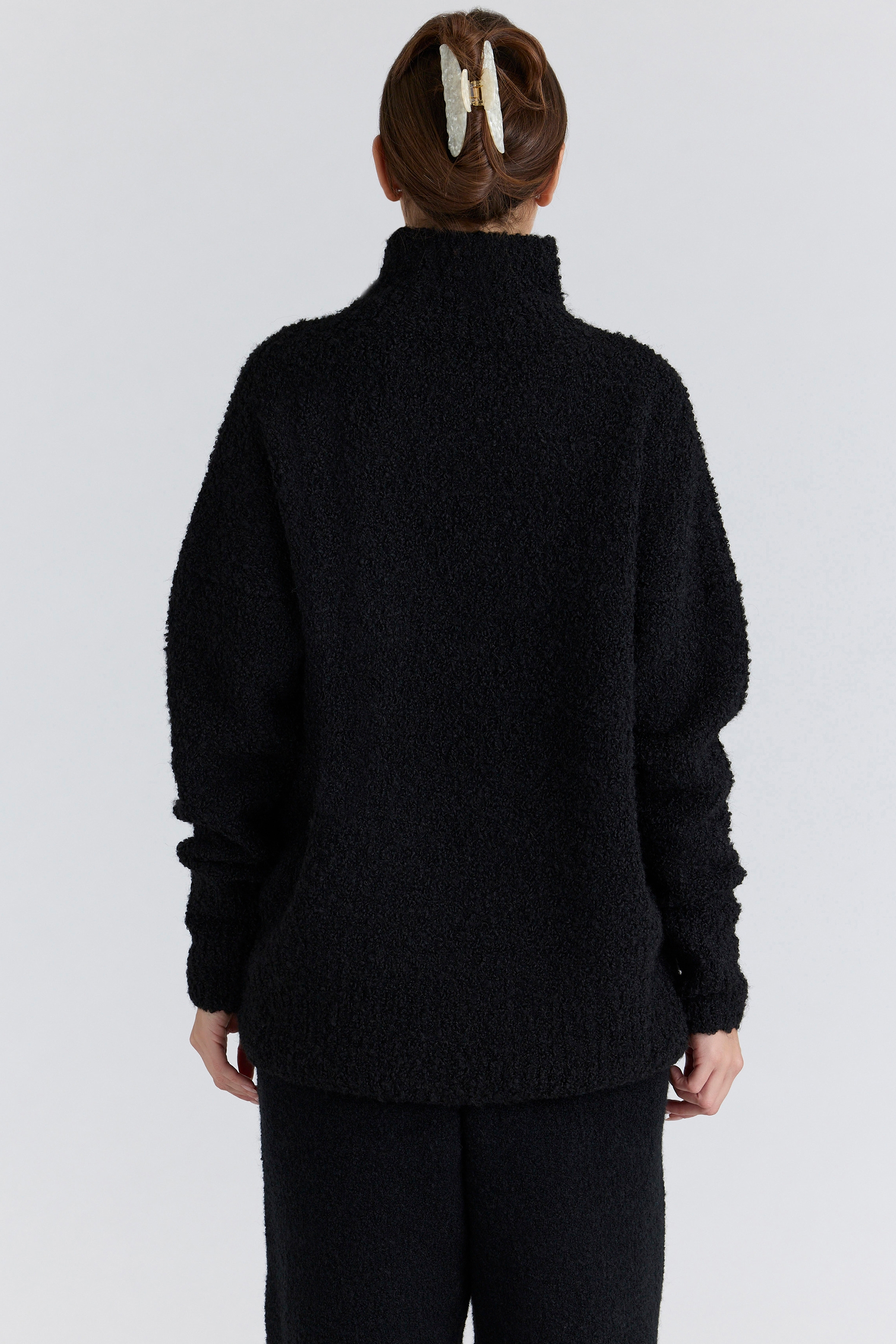 Black Wool Boucle Knit Sweater