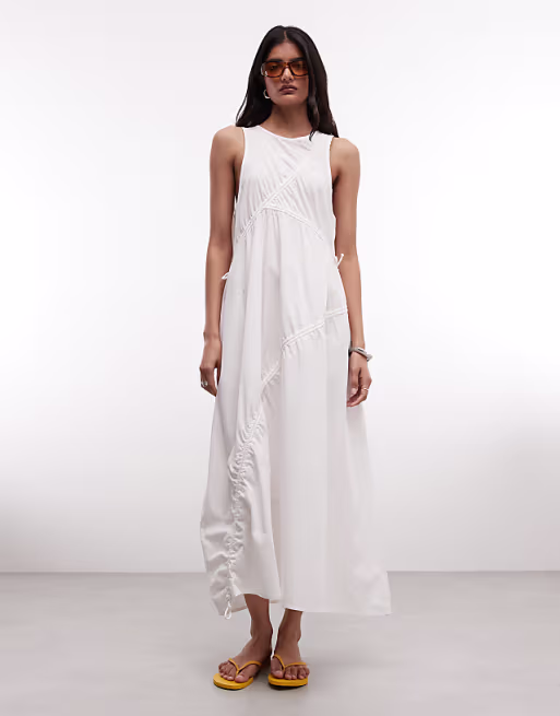 COLLUSION channel detailing midi dress in white