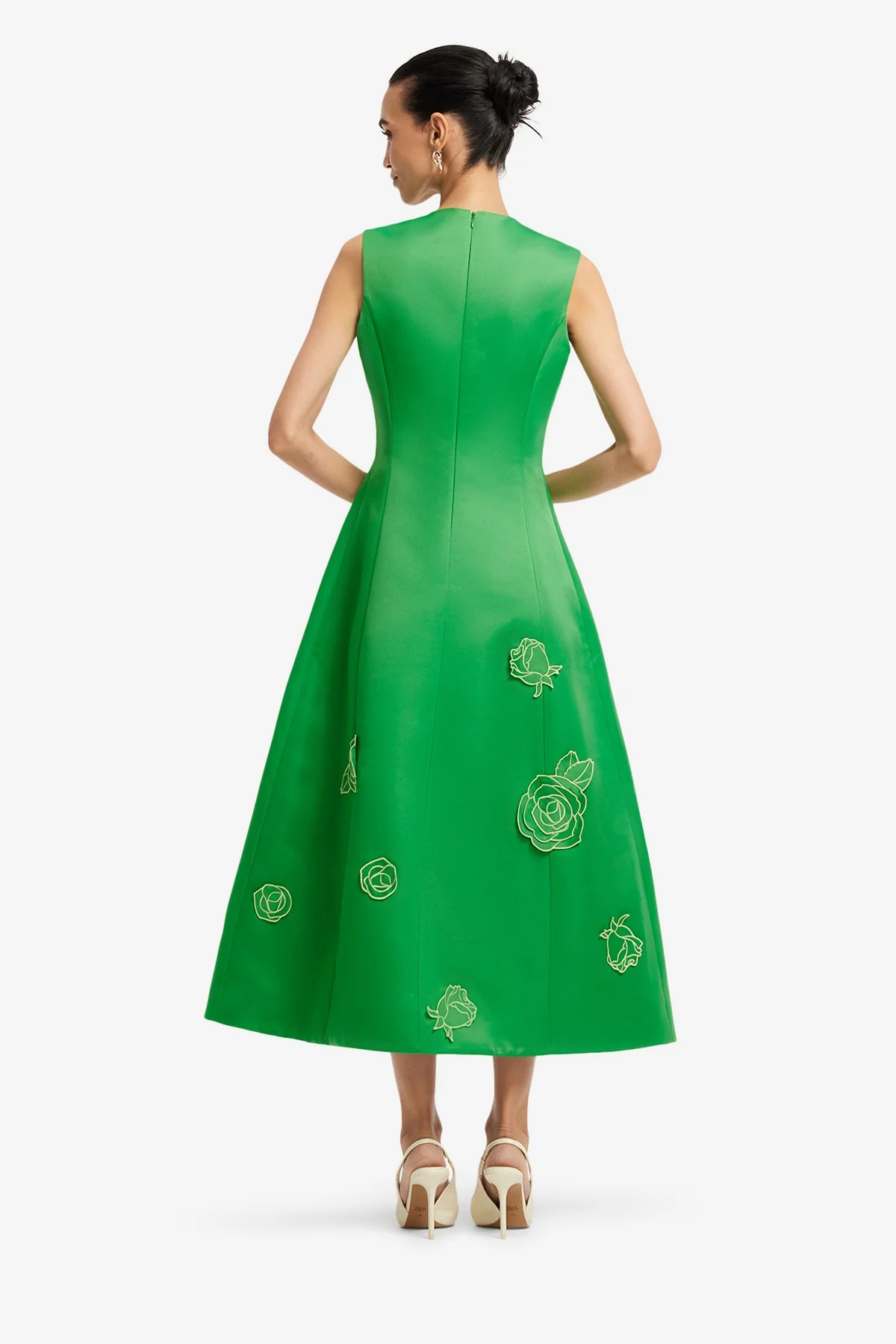 Cleo Appliqué Sleeveless Midi Dress - Verdant