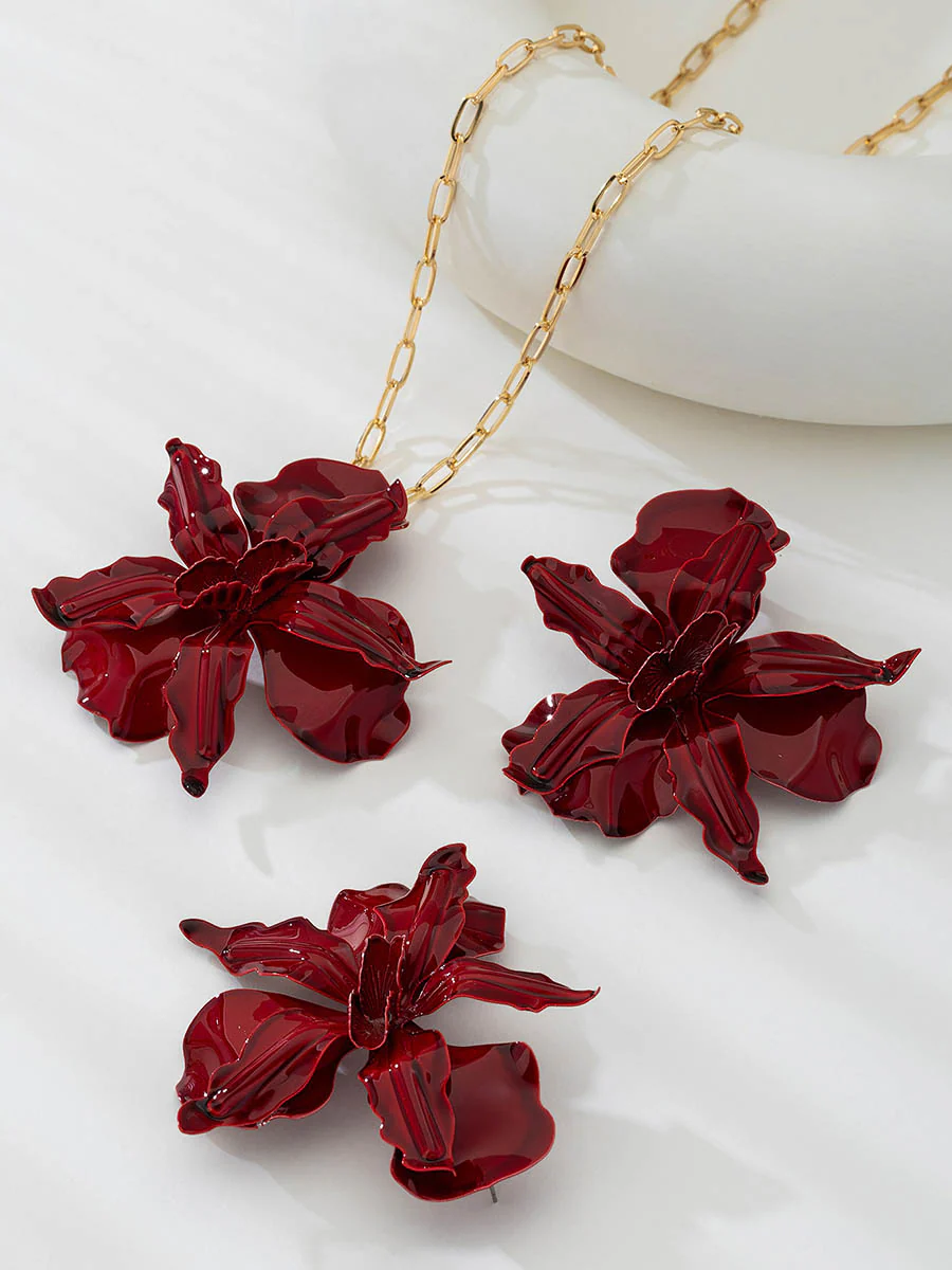 Flower Shape Earrings Accessories  + Necklaces Accessories