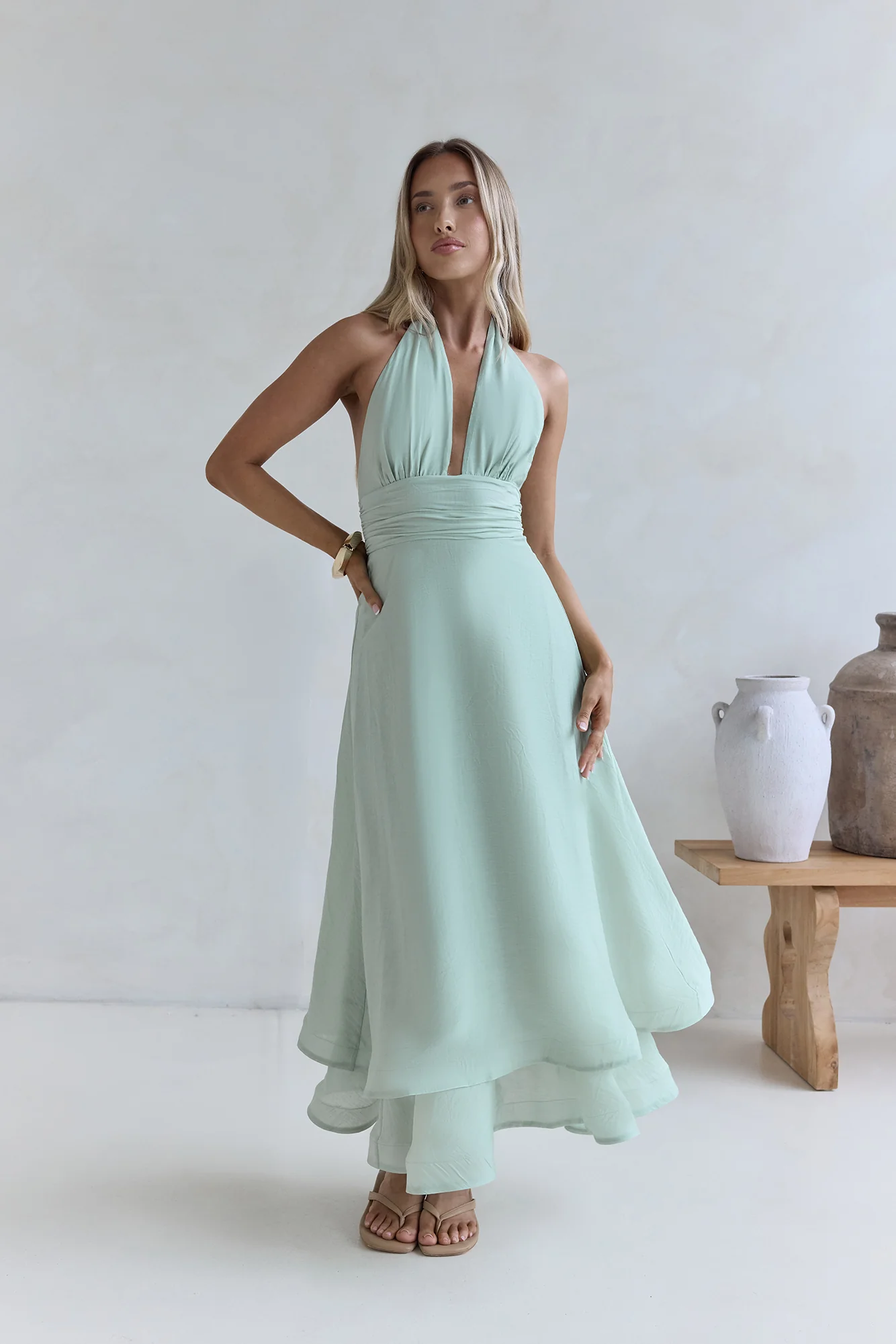 City Lights Calling Maxi Dress Green