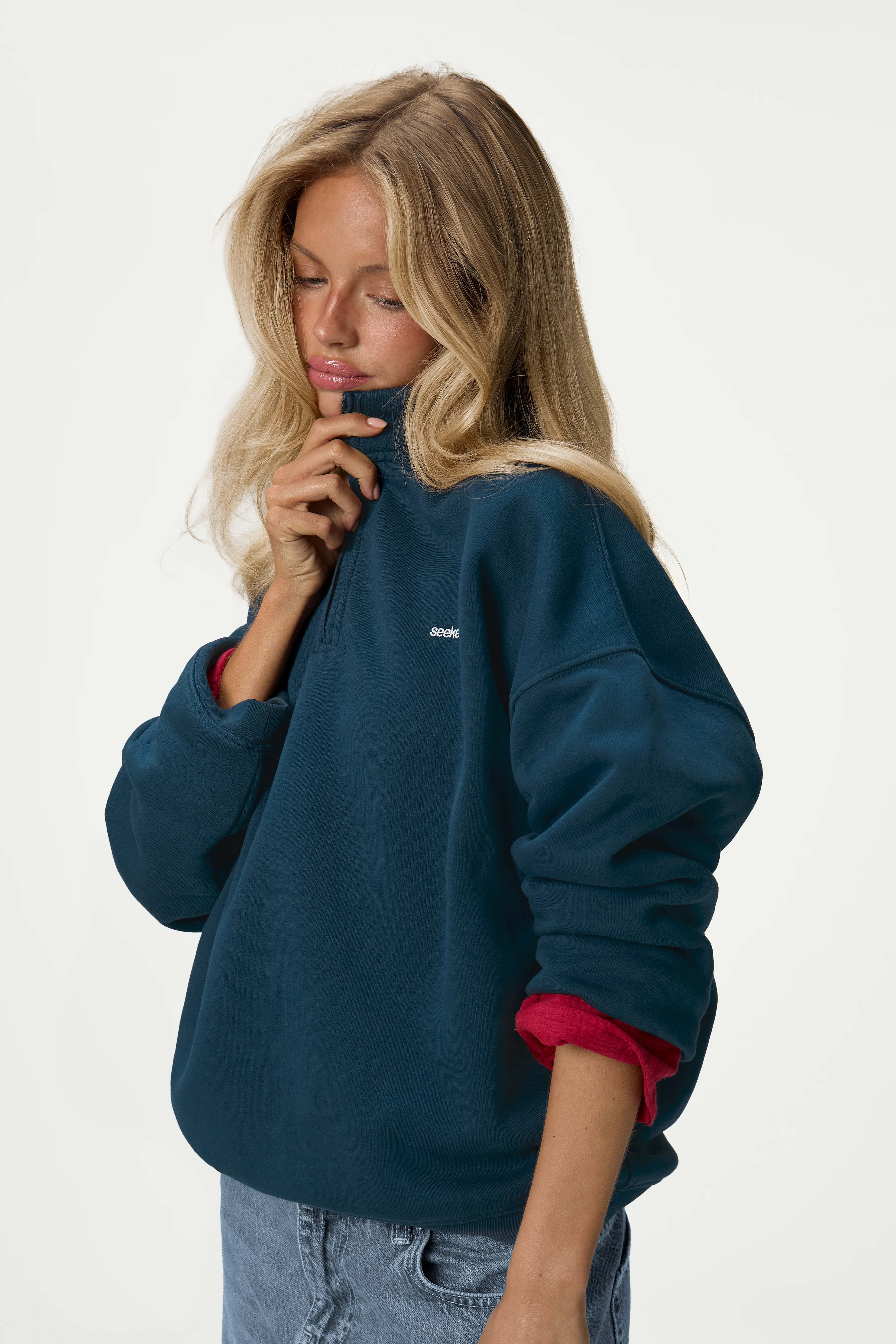 Carolyn Zip Pullover in Navy
