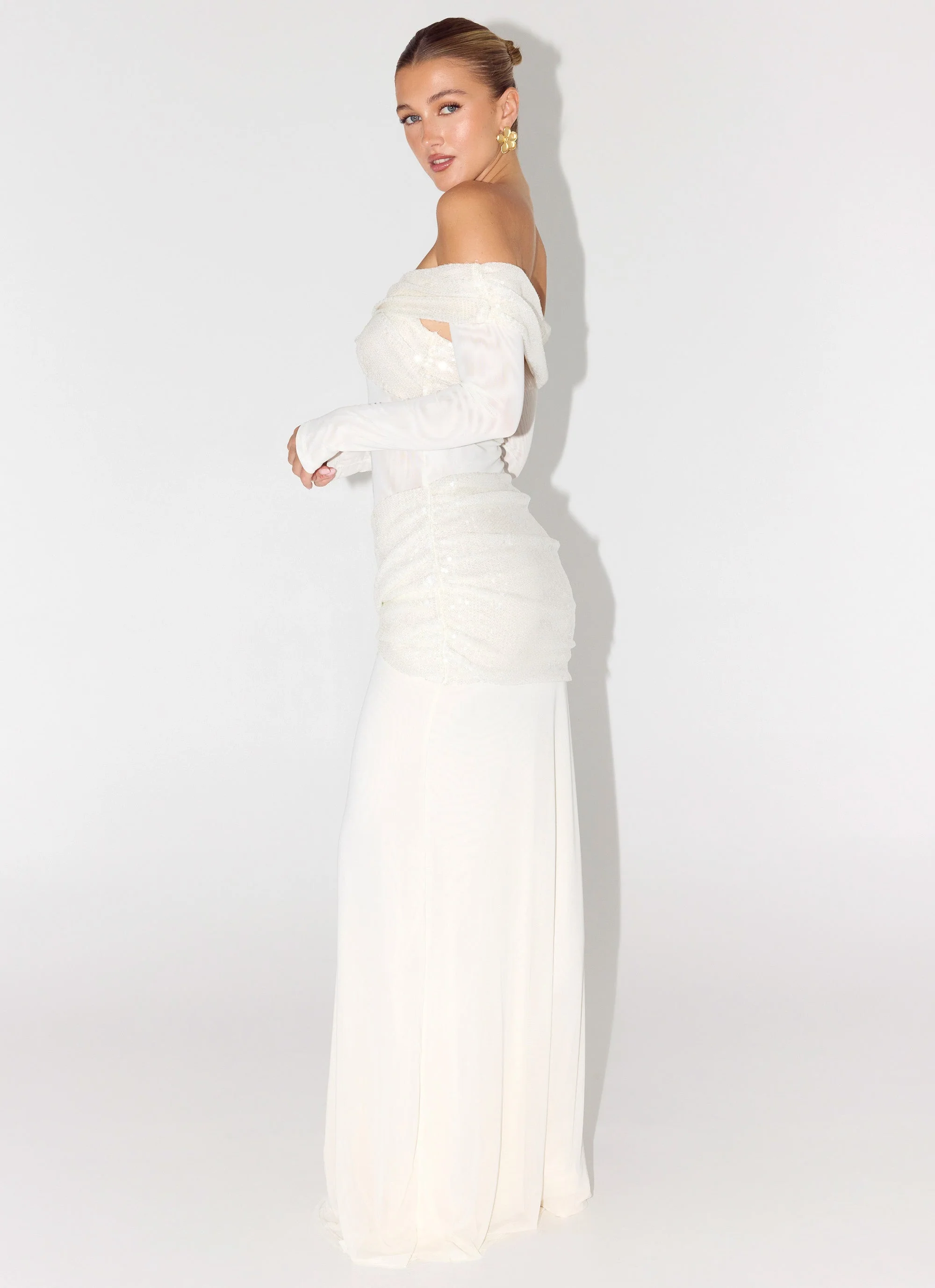 Over To You Sequin Maxi Dress - White - luluinthesky