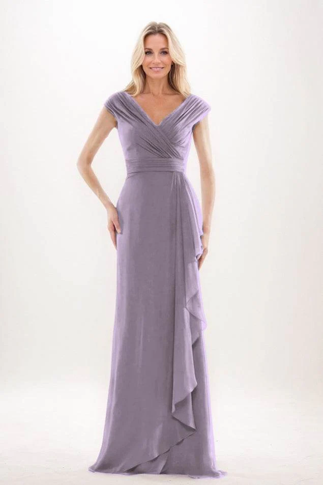 Sheath-Column Maxi Chiffon Mother Of The Bride Dress CM0312