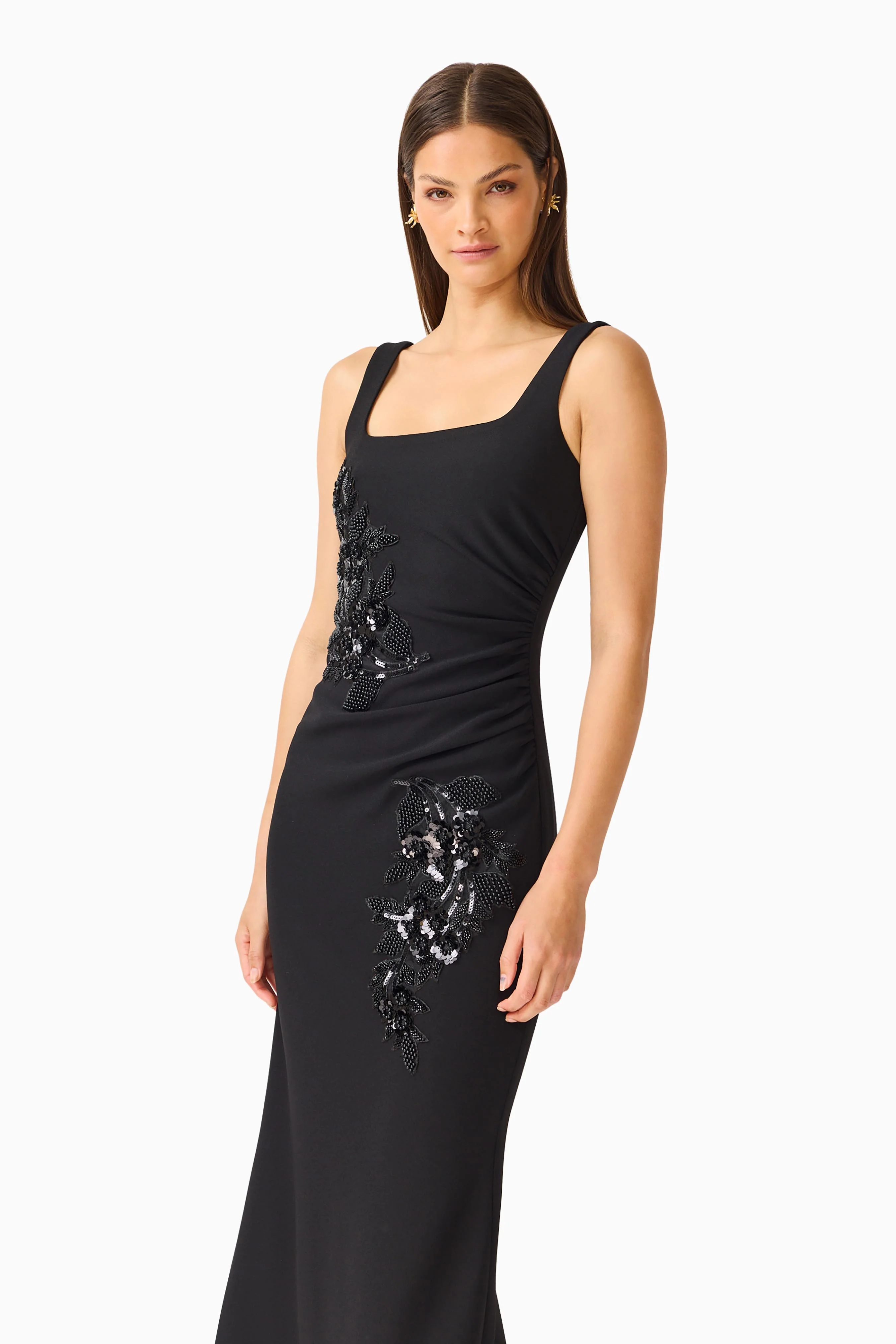 Odelia Beaded Maxi Dress in Black