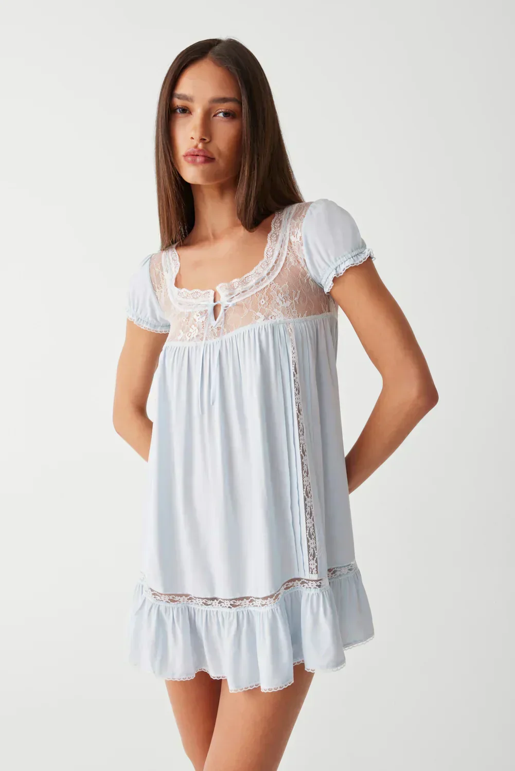 Harmony Mini Dress - Blue Porcelain - luluinthesky