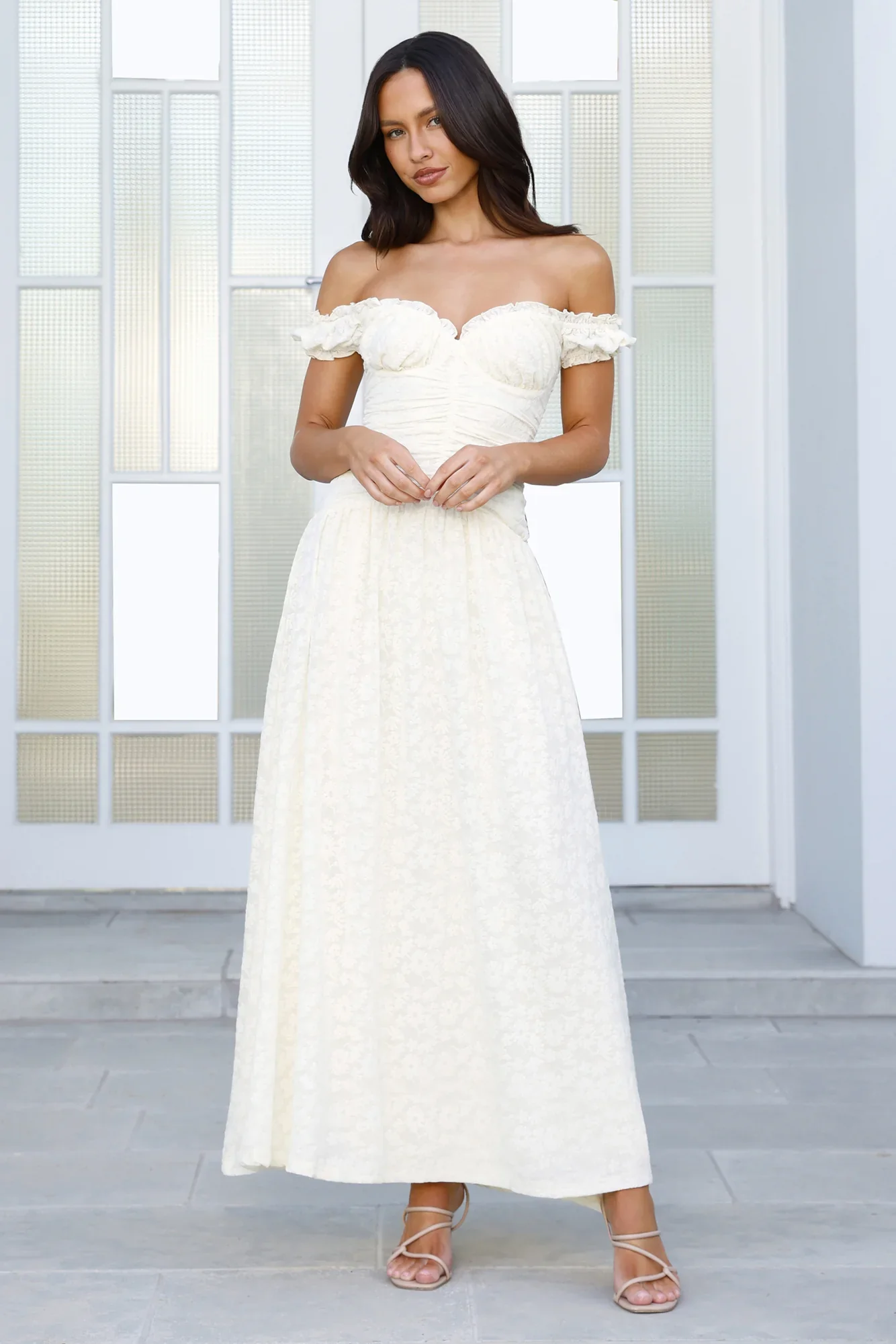 Soft Serve Off Shoulder Maxi Dress Yellow - luluinthesky