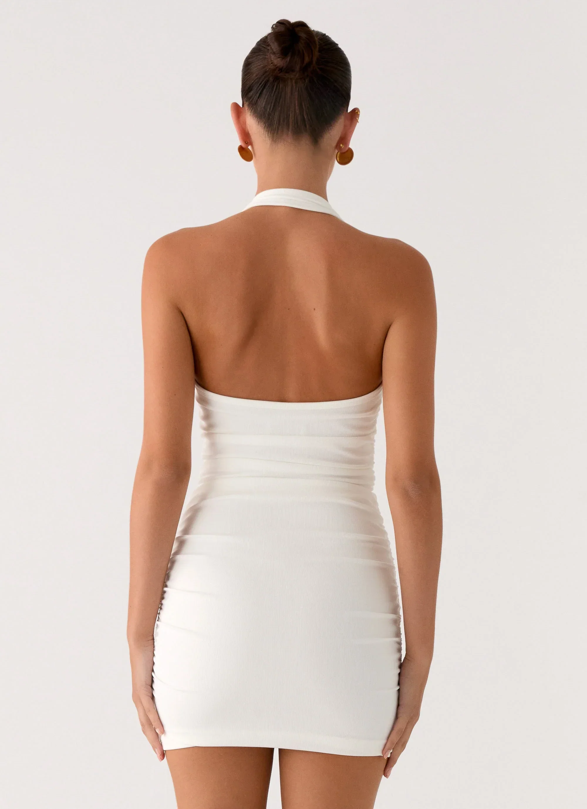 Gloves Up Halter Mini Dress - White - luluinthesky