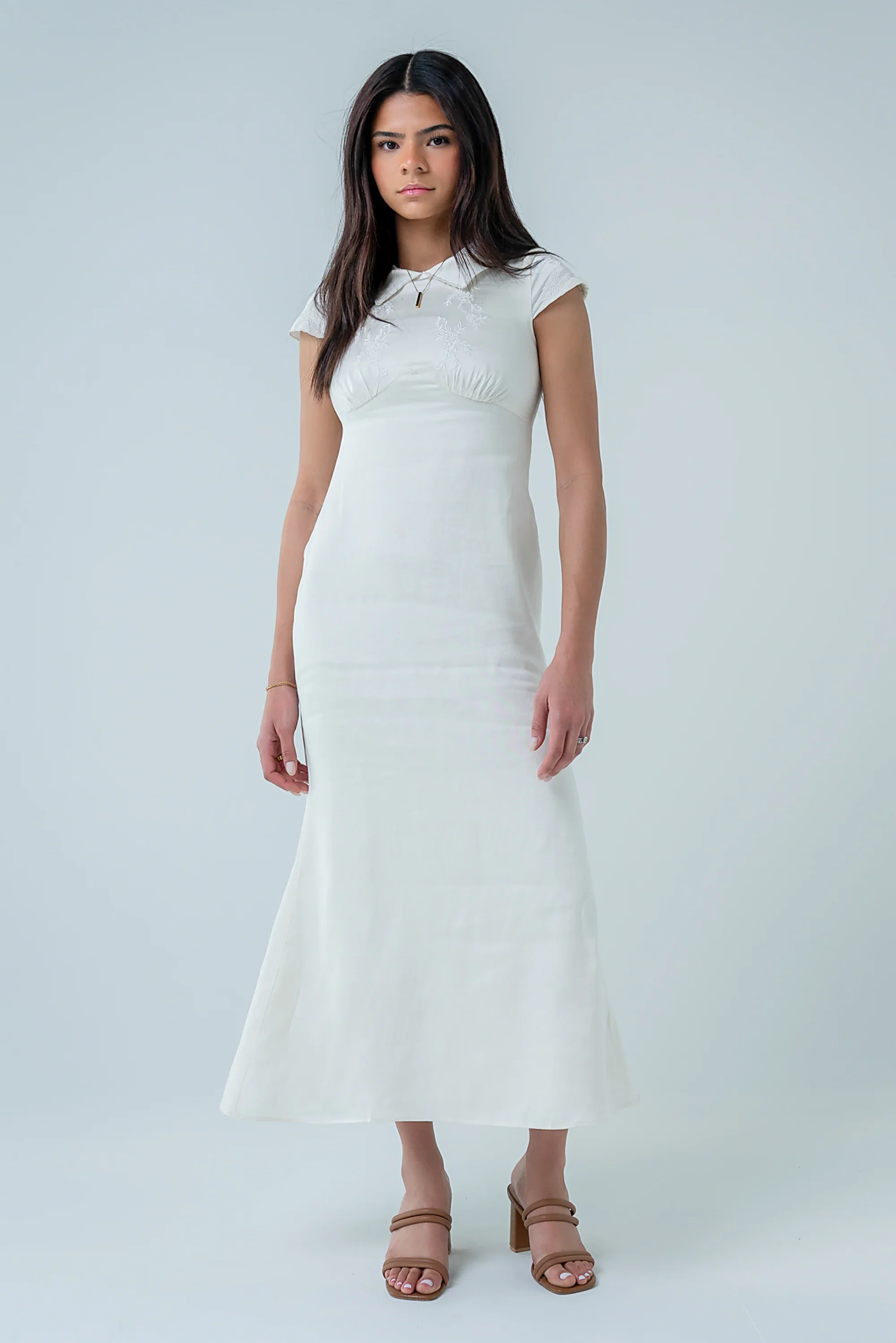 Tammy Embroidered Maxi Dress in Ivory