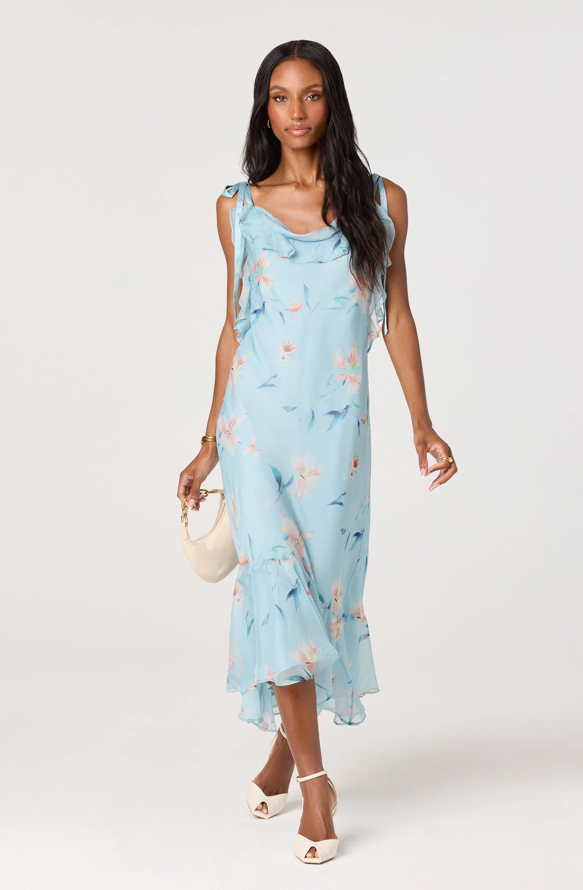 Nissa Floral Ruffle Midi Dress