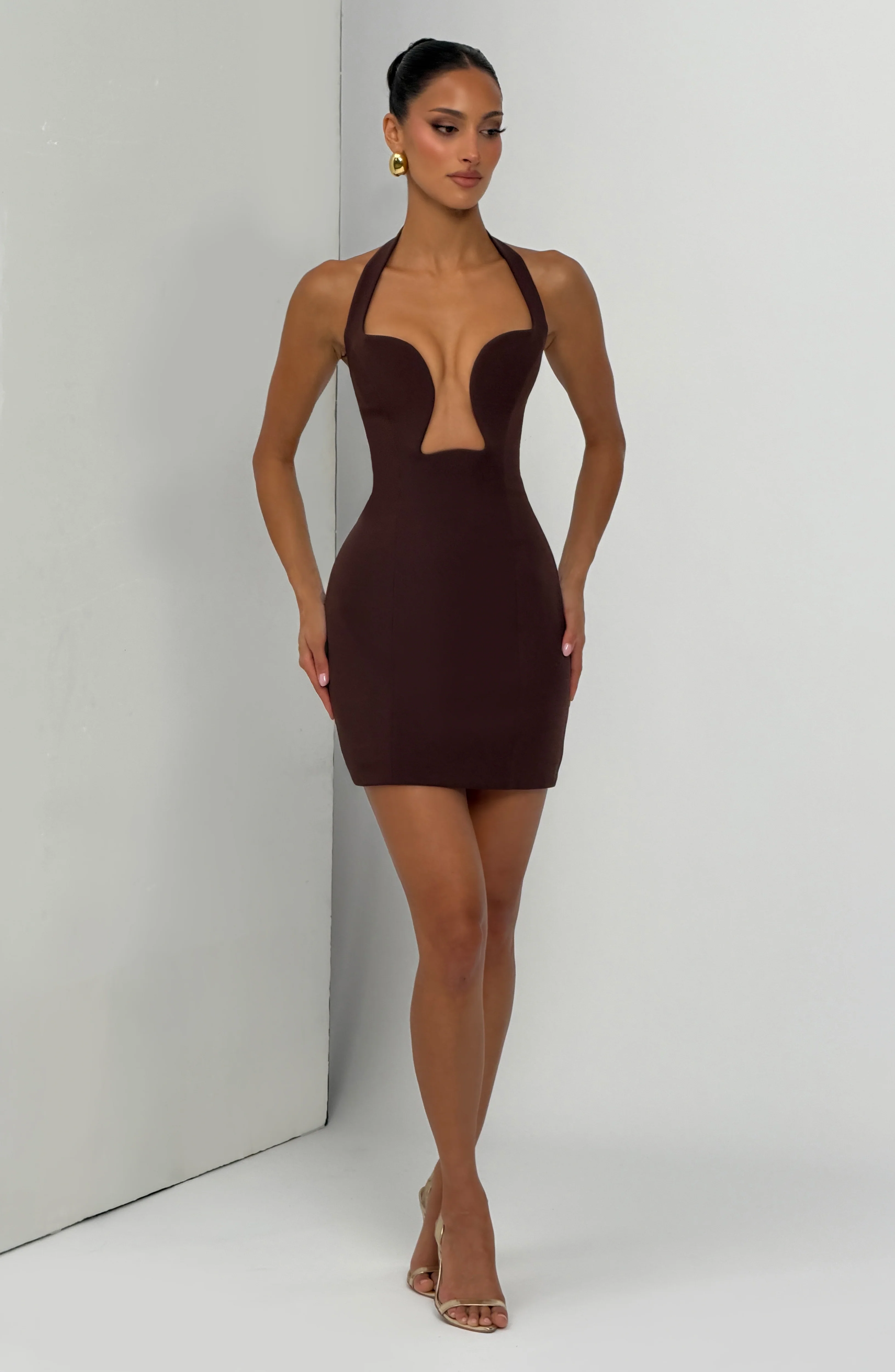 Charlotte Mini Dress - Plum Brown