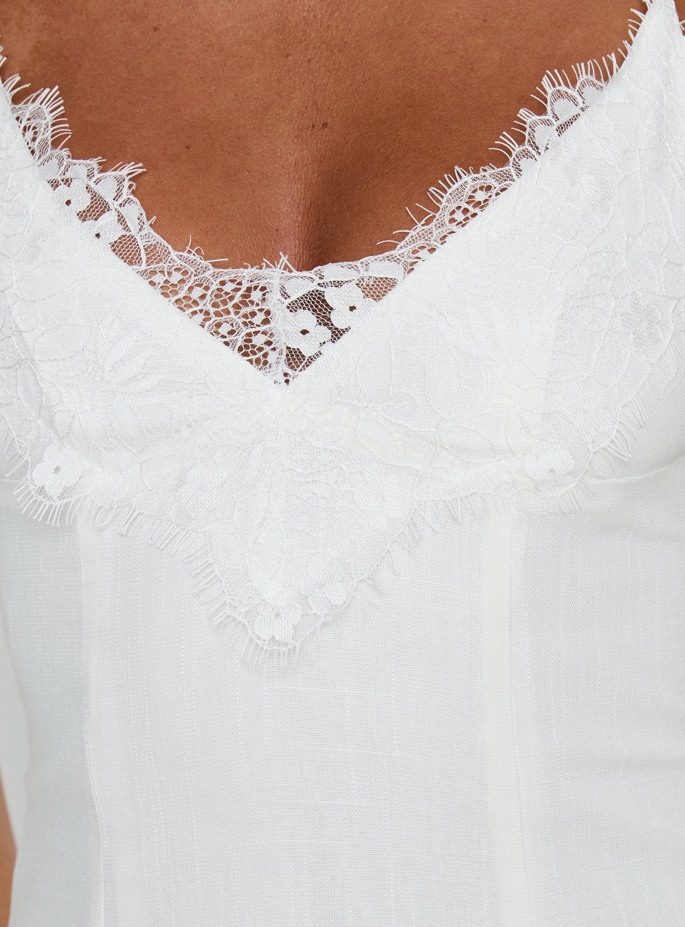 Bloomie Lace Godet Mini Dress White - luluinthesky