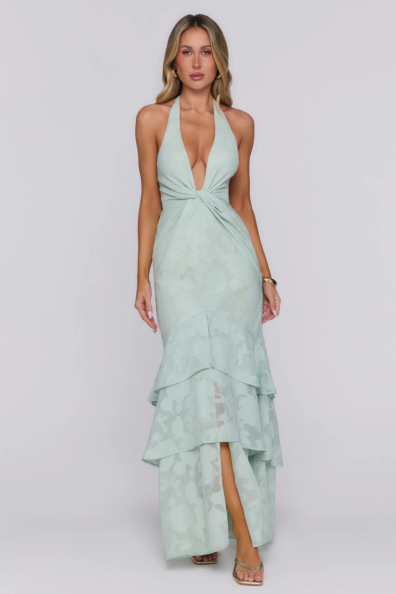Take The Chance Halter Maxi Dress Sage