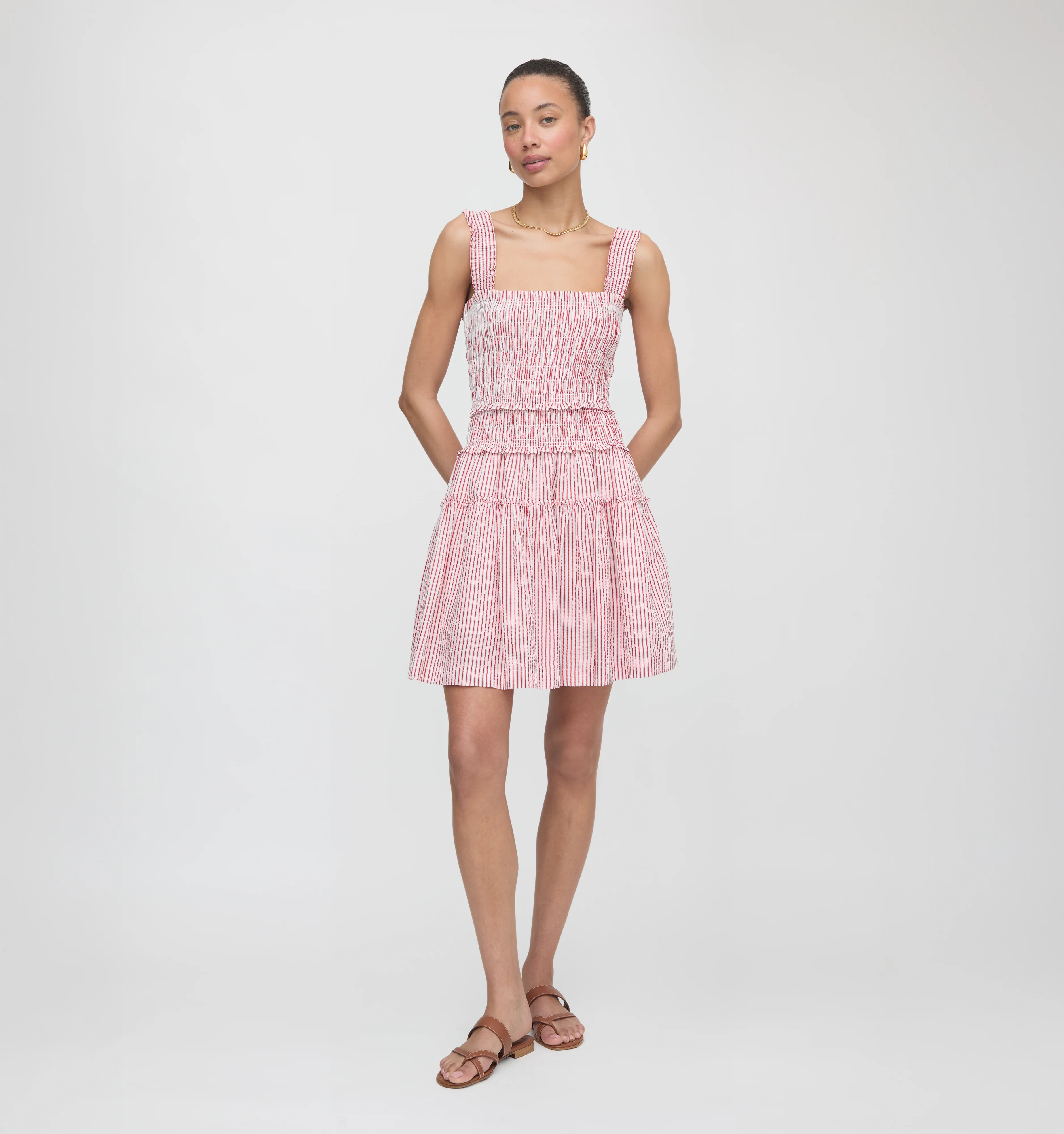 The Azalea Mini Nap Dress - Red Ticking Stripe