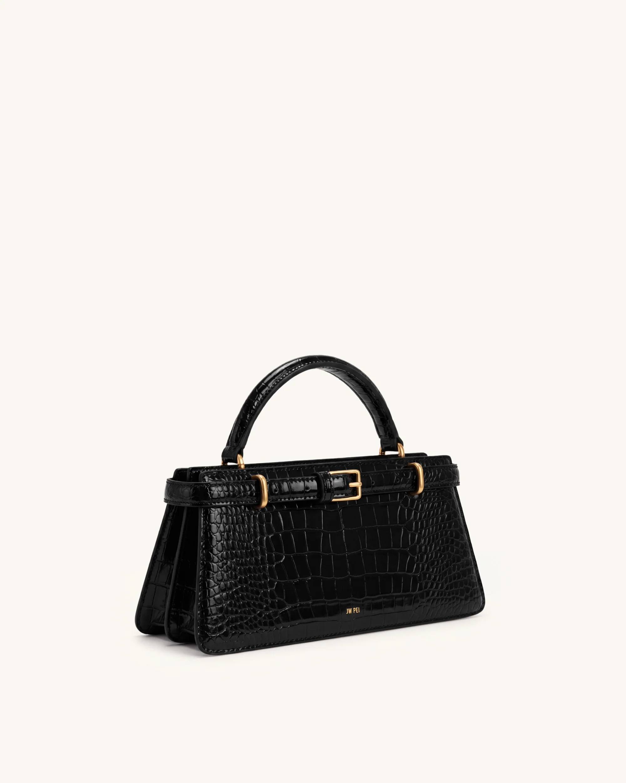 Elena Classic Top Handle Bag - Black Croc