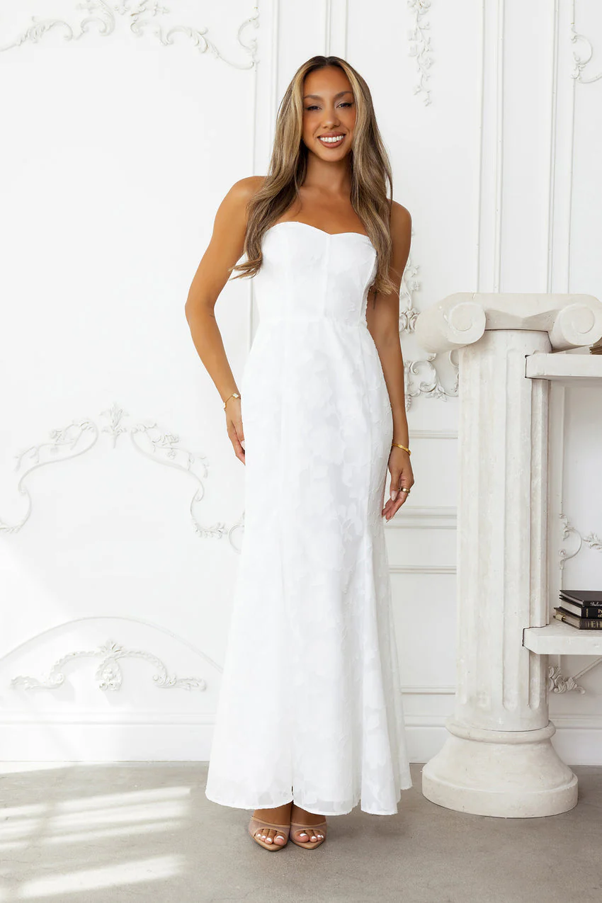 Sea Kissed Strapless Maxi Dress White - luluinthesky