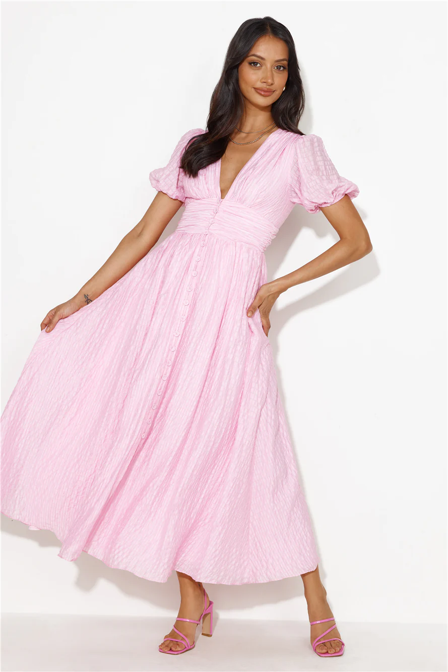 Afternoon Treat Midi Dress Pink - luluinthesky