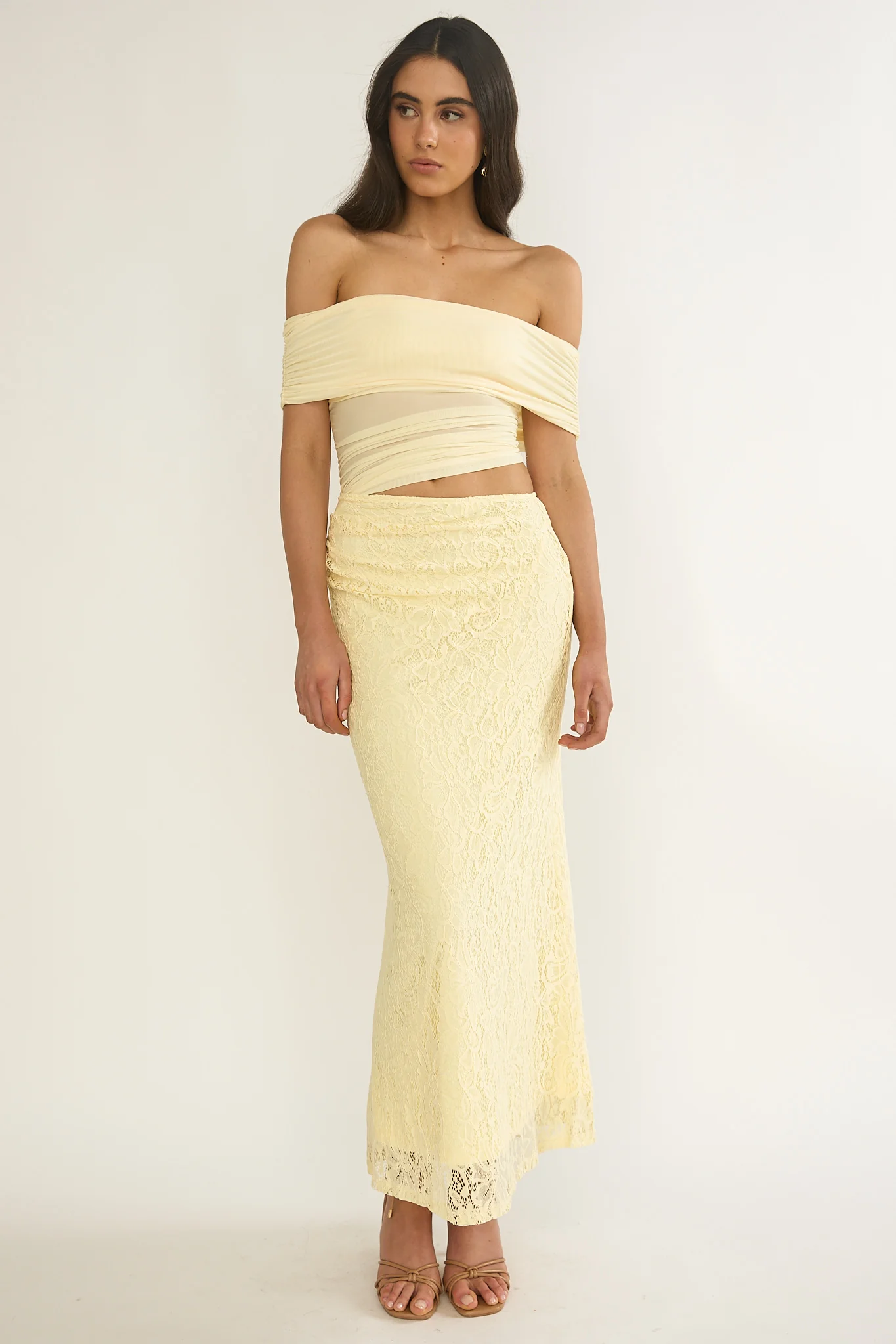 Lorely Off-Shoulder Lace Maxi Dress Butter