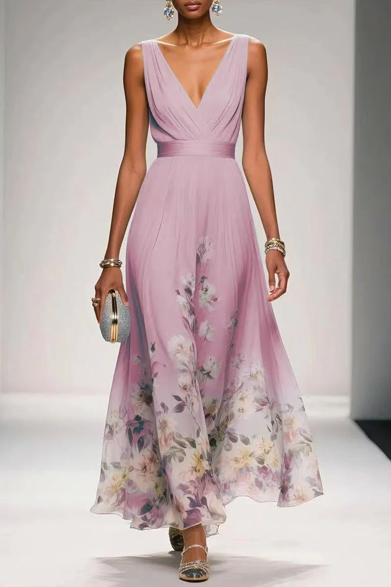 A-Line Tea Length Chiffon Wedding Guest Dress 922638194251