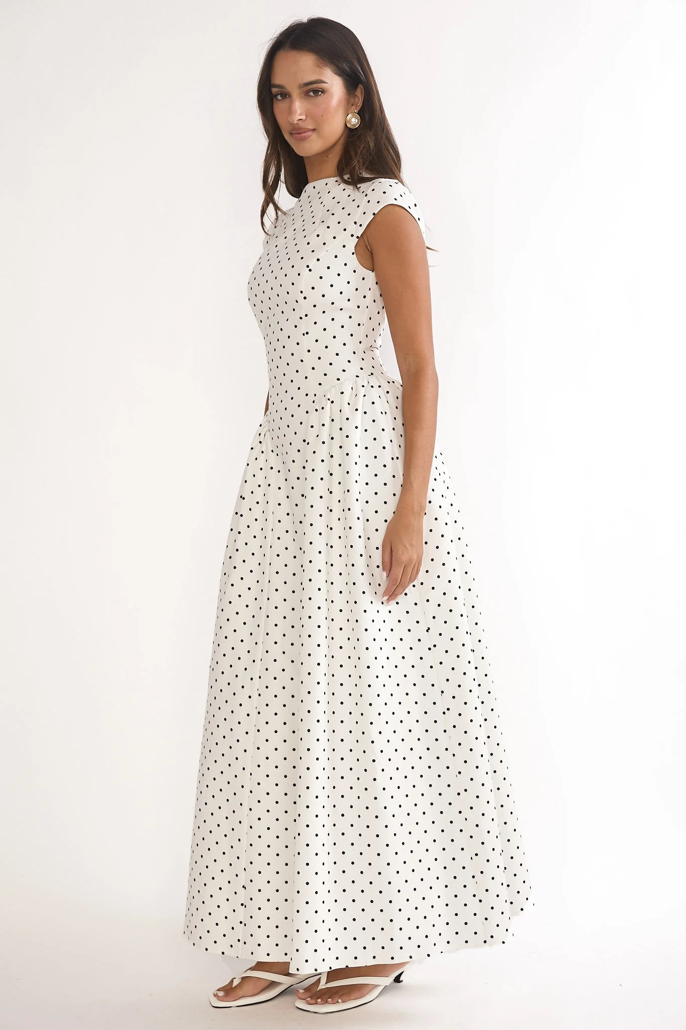 Lynnie Cap Sleeve Maxi Dress Polka Dot - luluinthesky