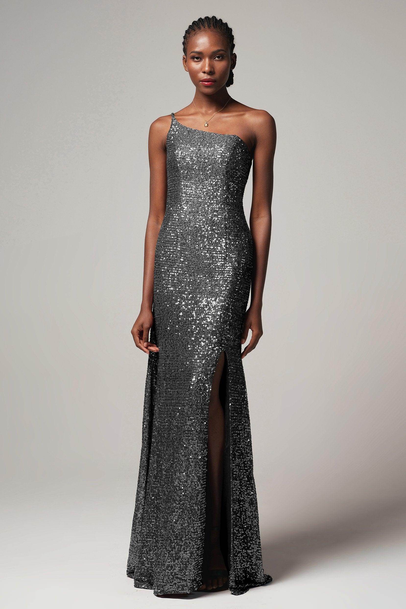 Trumpet-Mermaid Sweep-Brush Train Sequined Dress CB0406