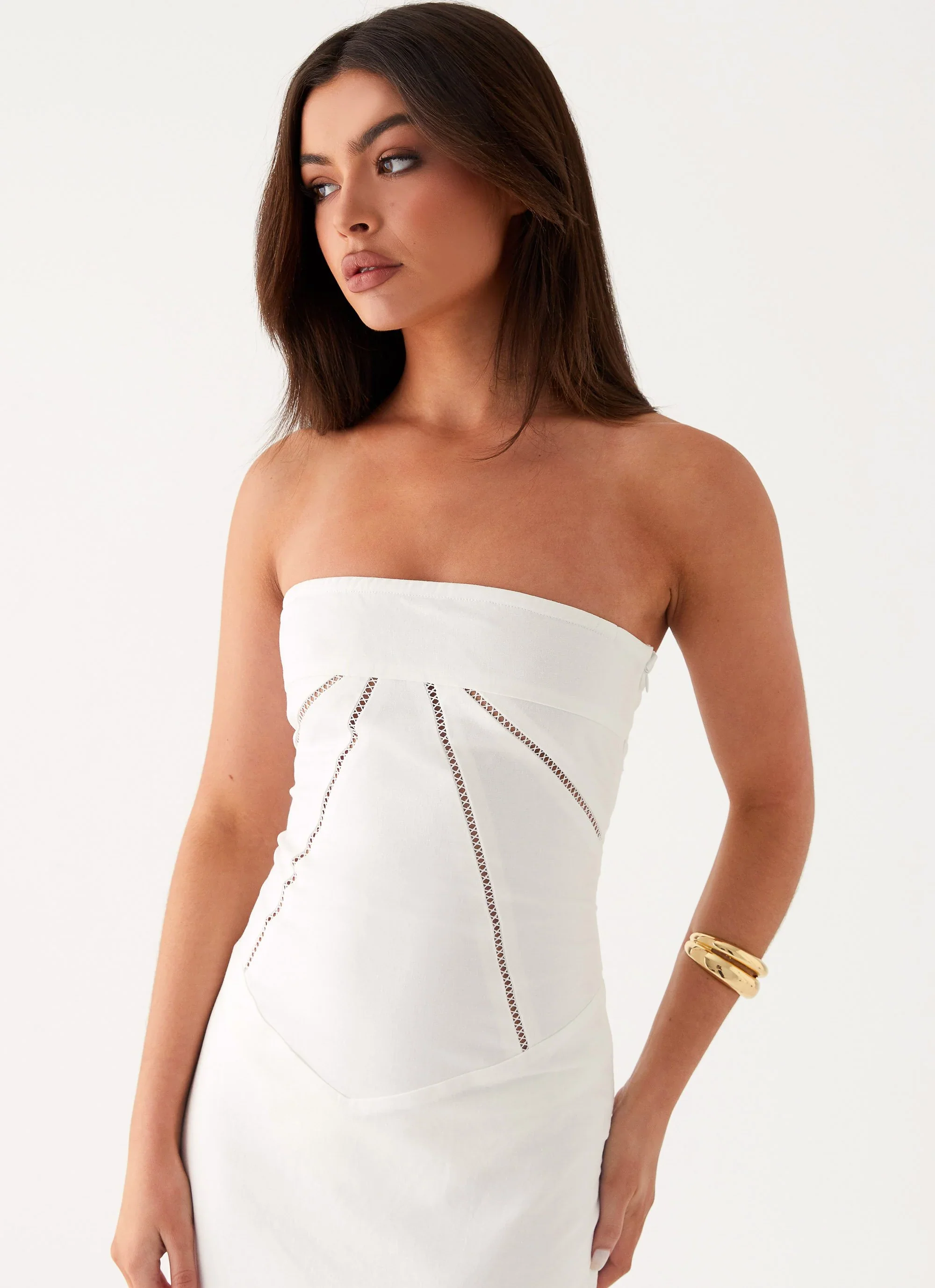 Cerisa Linen Maxi Dress - White - luluinthesky
