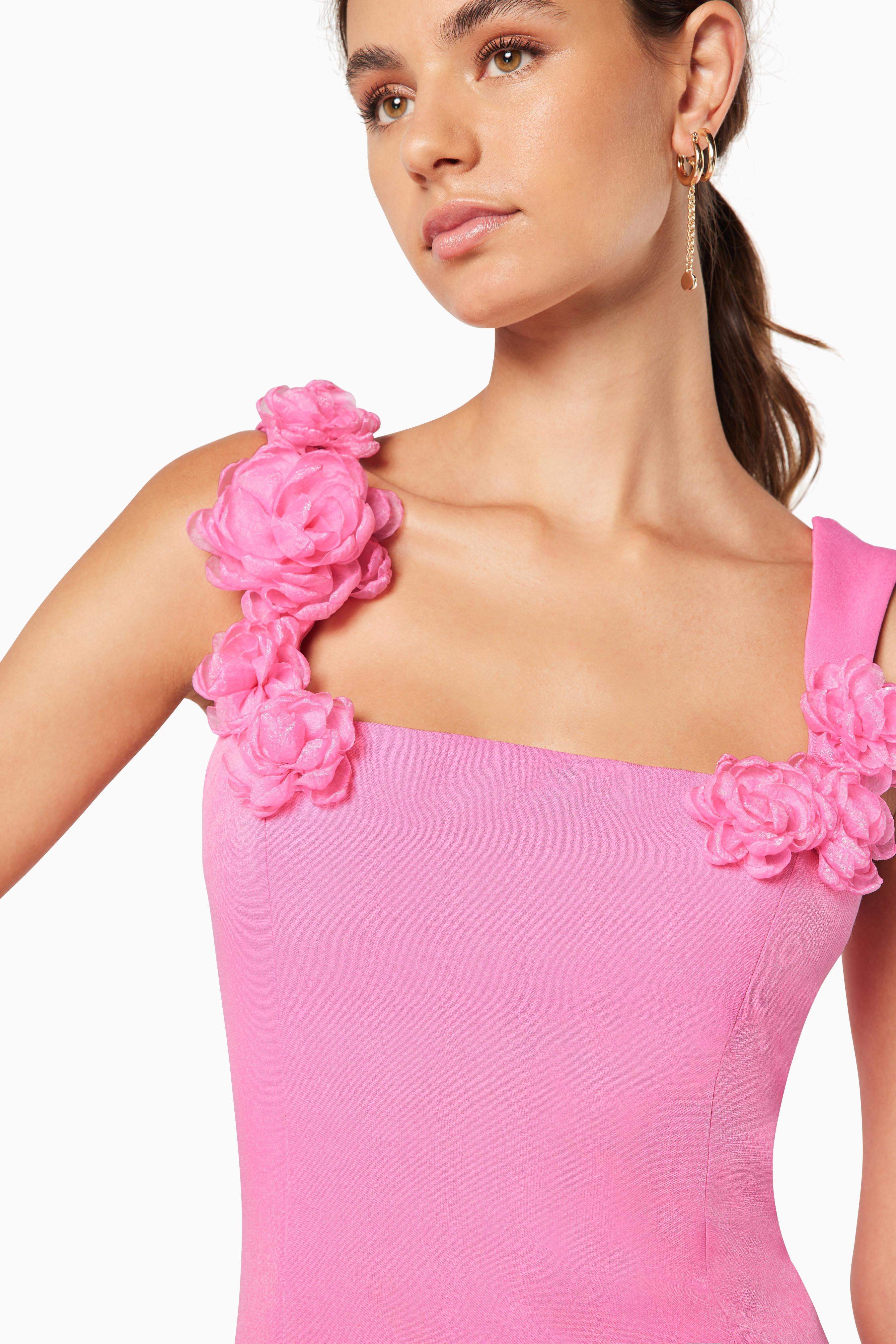 Trompe 3D Floral Mini Dress in Pink