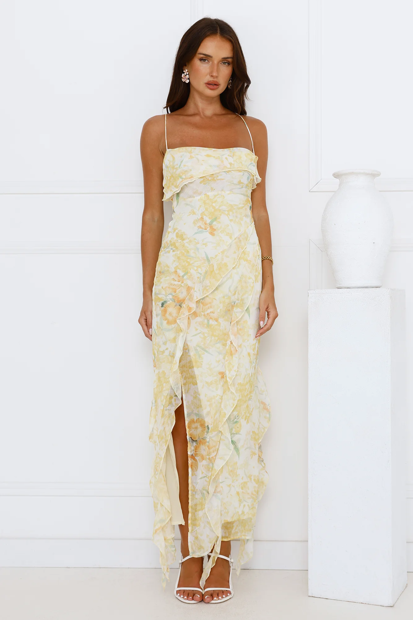 Lush Reverie Midi Dress Yellow