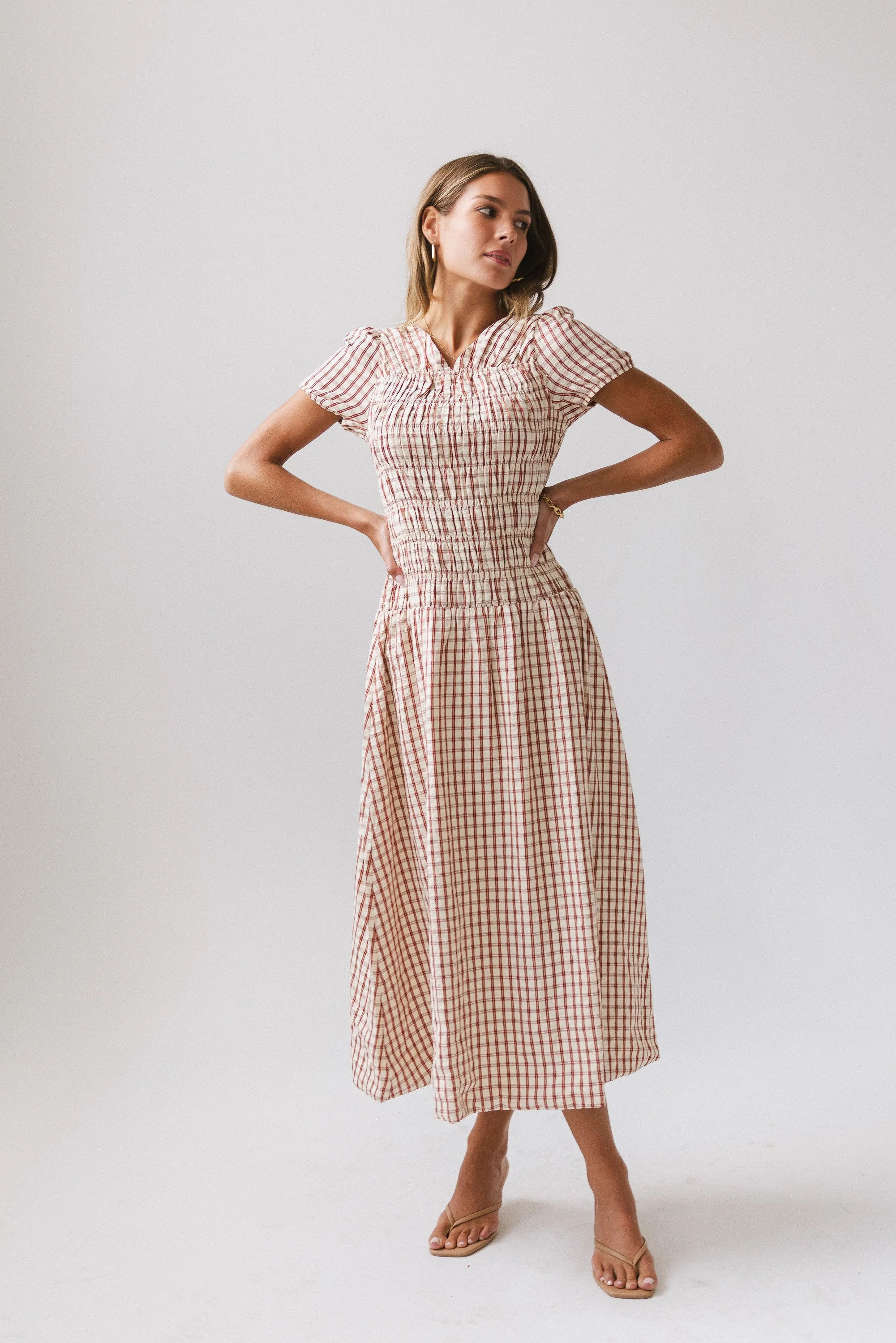 Erin Smocked Maxi Dress in Red
